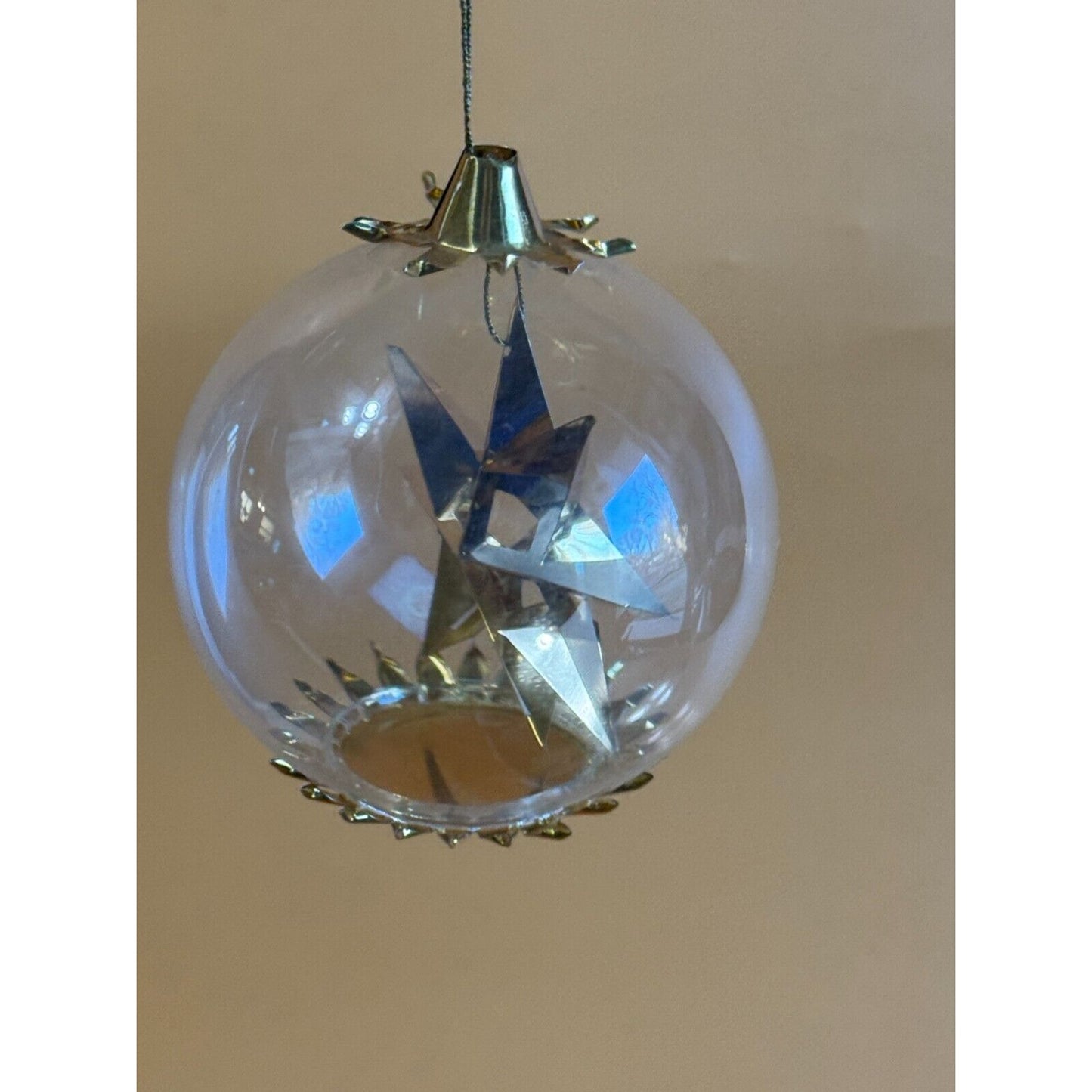 Vintage Resi Lenz Gold Foil Star Blown Glass Ornament Western Germany C1960's