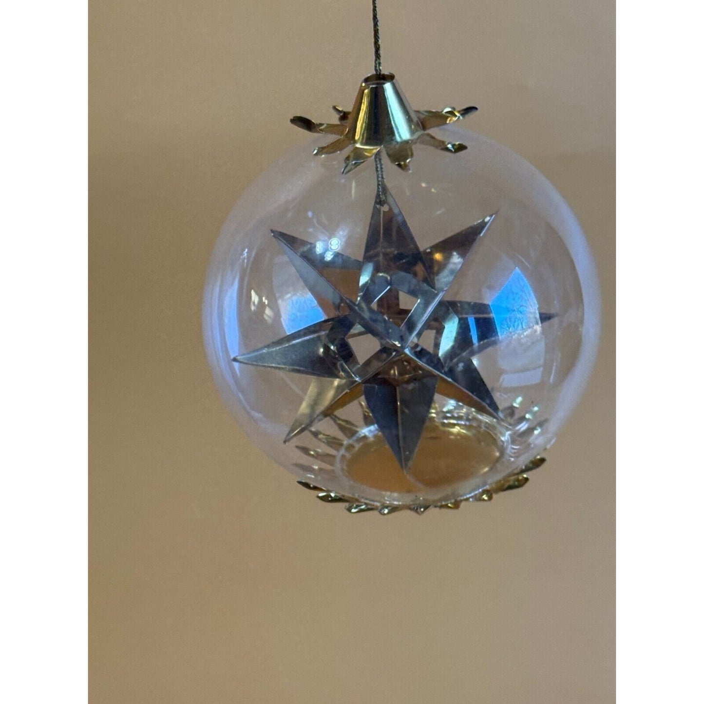 Vintage Resi Lenz Gold Foil Star Blown Glass Ornament Western Germany C1960's