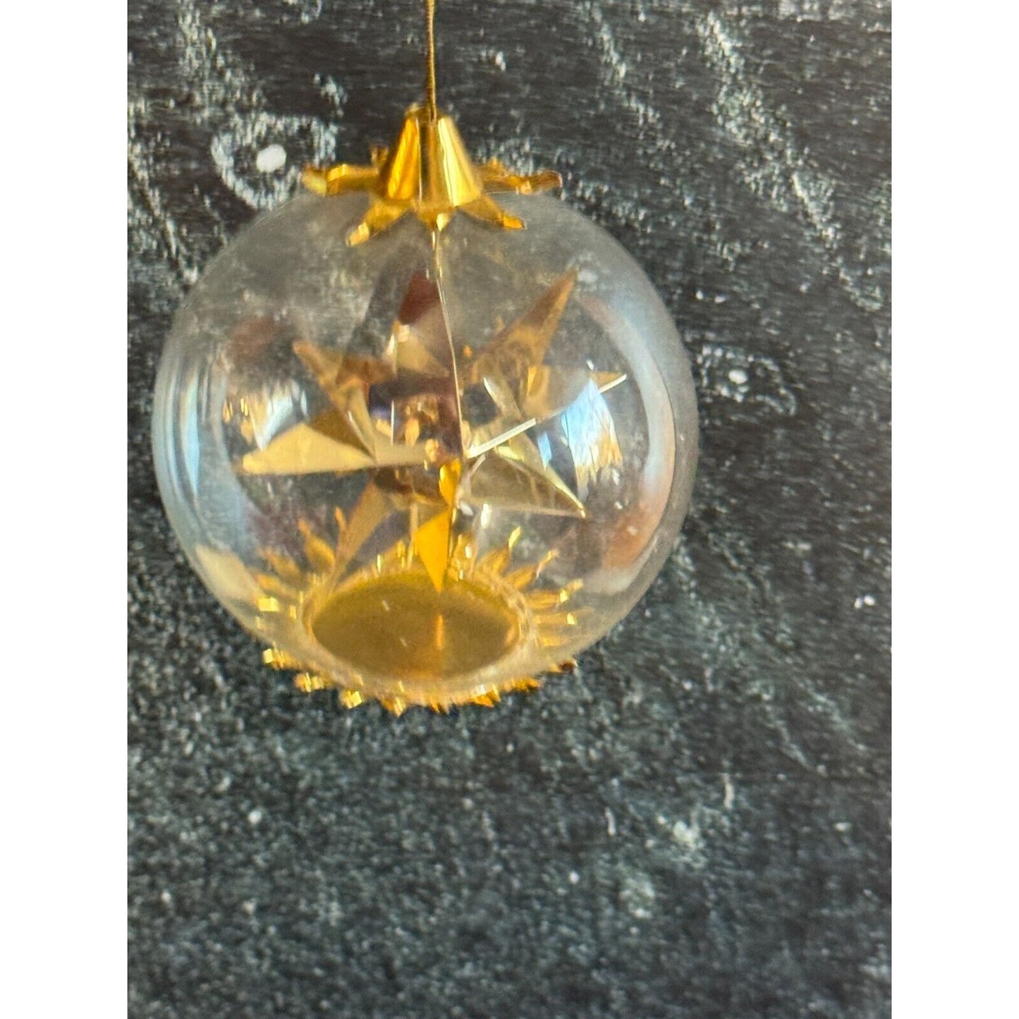 Vintage Resi Lenz Gold Foil Star Blown Glass Ornament Western Germany C1960's