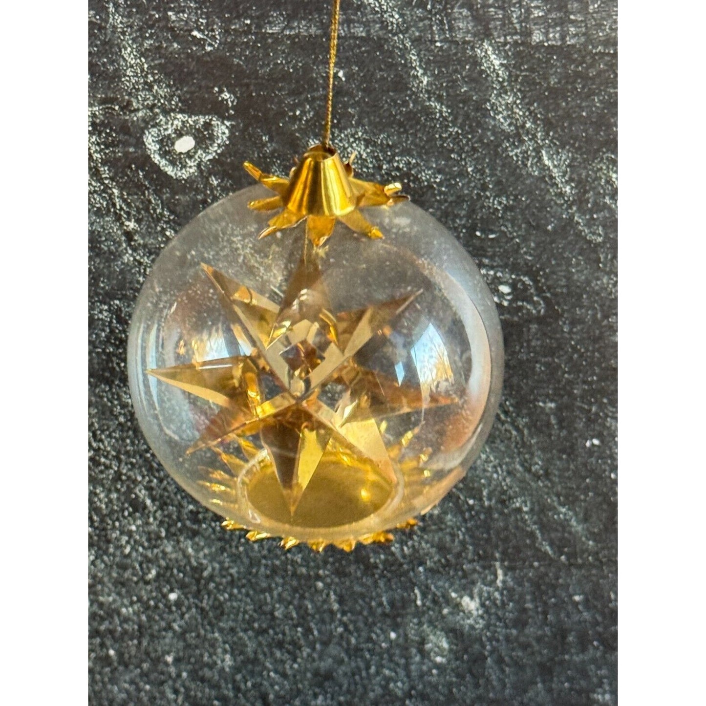 Vintage Resi Lenz Gold Foil Star Blown Glass Ornament Western Germany C1960's