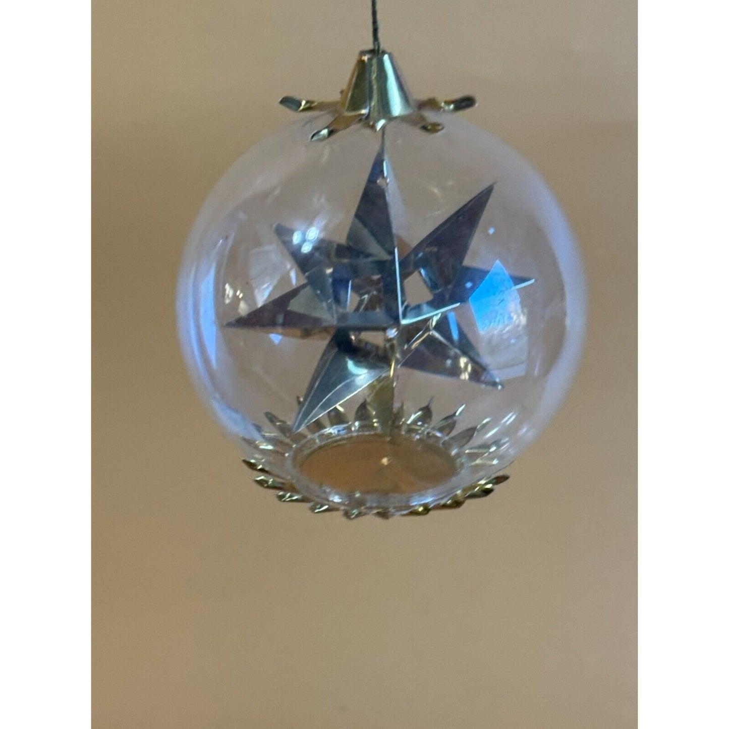 Vintage Resi Lenz Gold Foil Star Blown Glass Ornament Western Germany C1960's