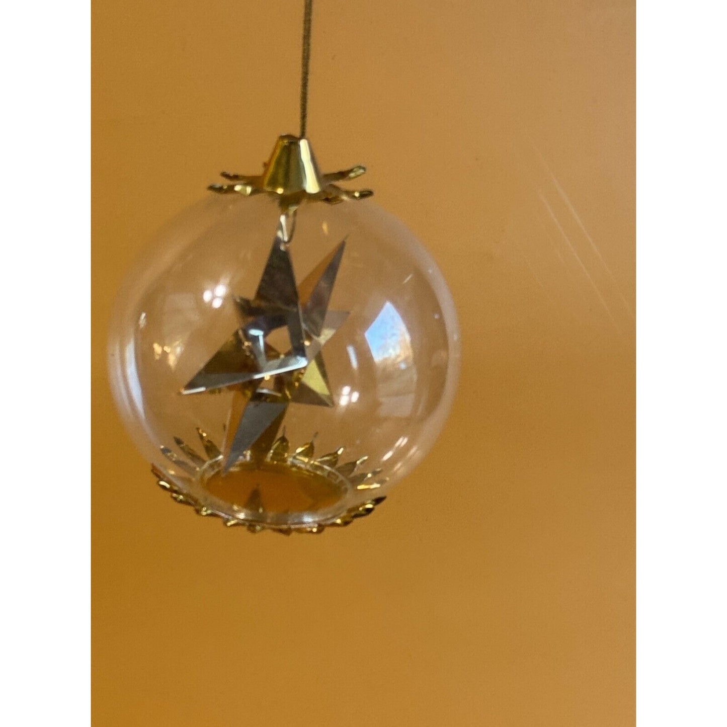 Vintage Resi Lenz Gold Foil Star Blown Glass Ornament Western Germany C1960's