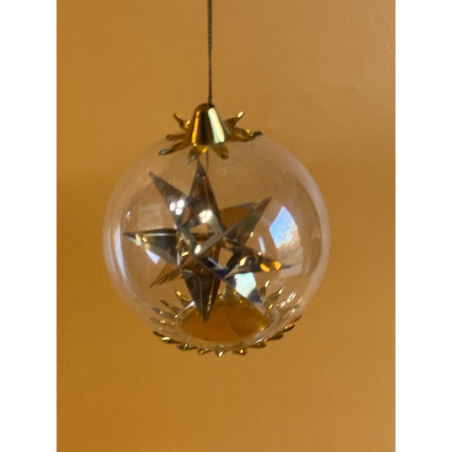 Vintage Resi Lenz Gold Foil Star Blown Glass Ornament Western Germany C1960's