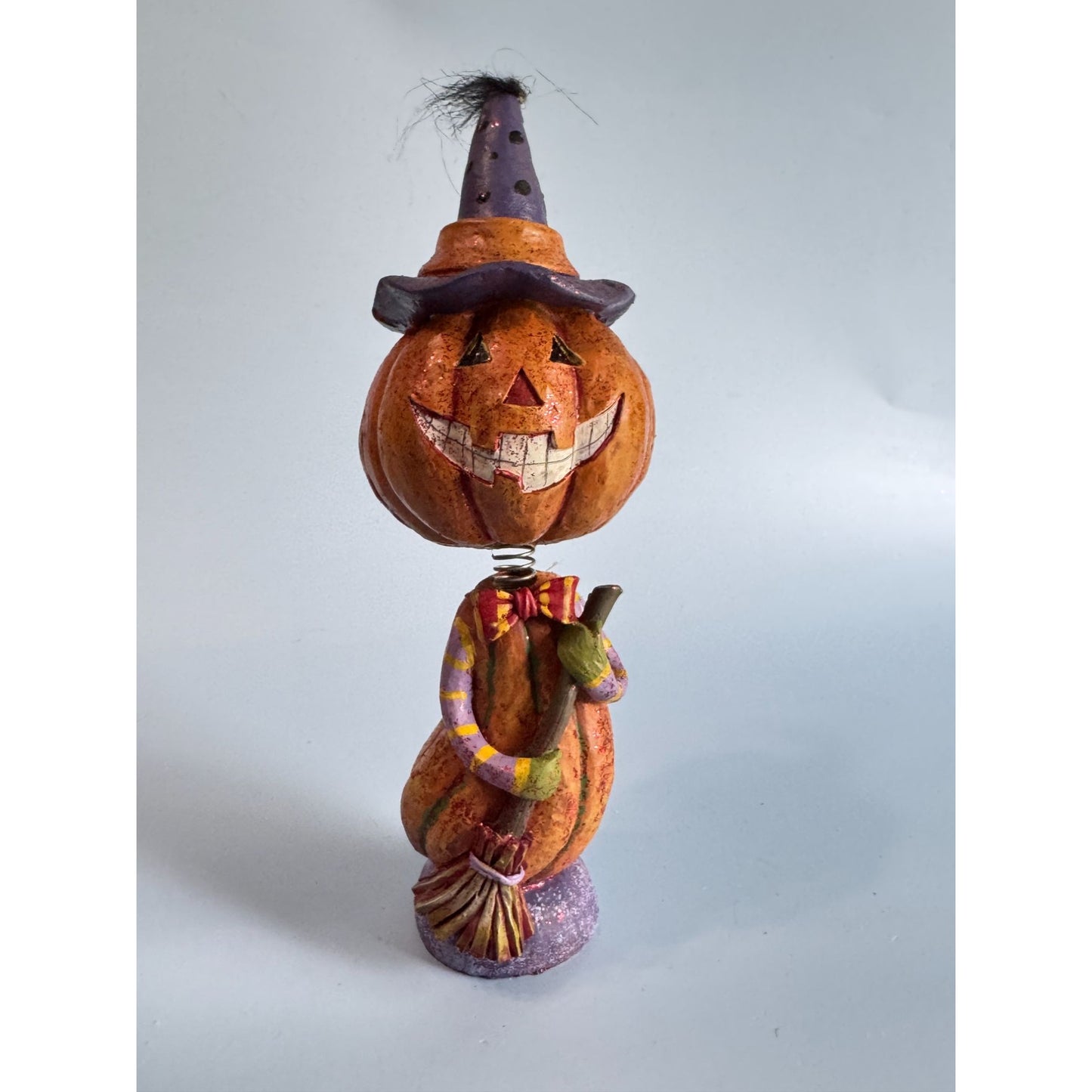 Halloween Pumpkin Witch Bobblehead Figurine 9.25"