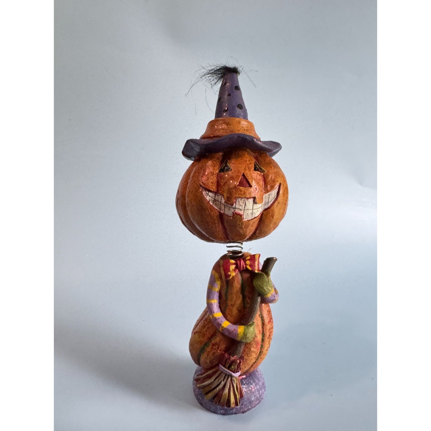 Halloween Pumpkin Witch Bobblehead Figurine 9.25"