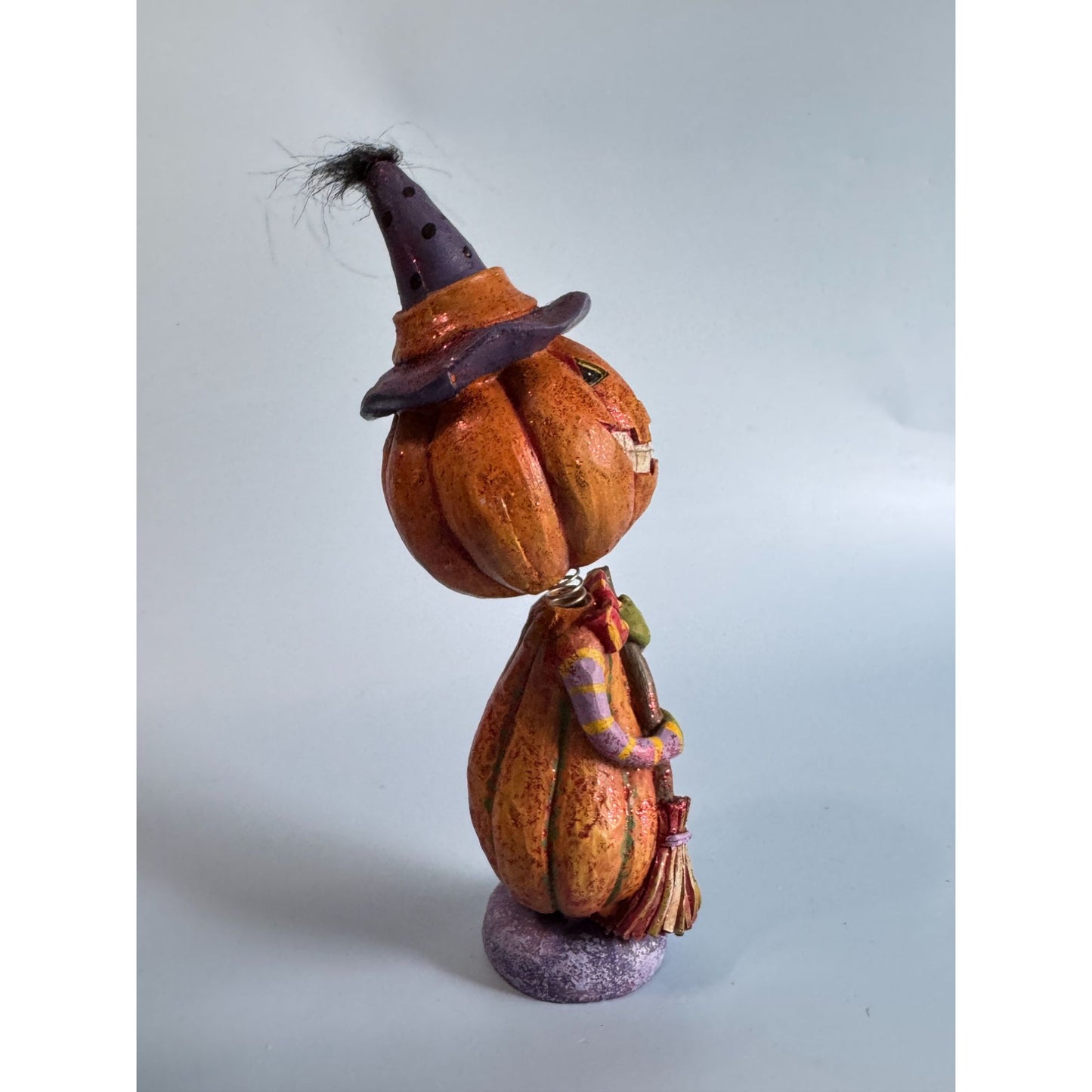 Halloween Pumpkin Witch Bobblehead Figurine 9.25"