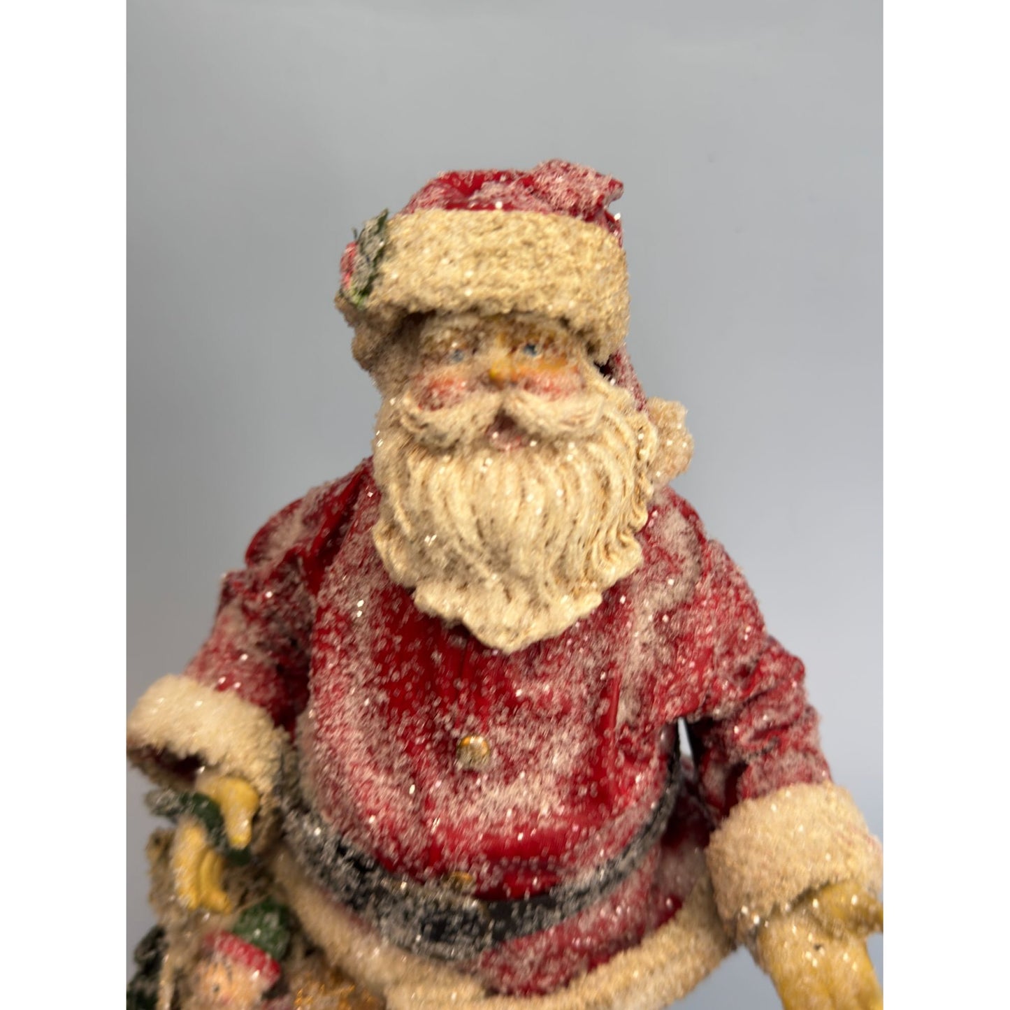 Vintage Paper Mache Santa With Toy Bag By Teena Flannery 10.5" Tall Collectible No Tag