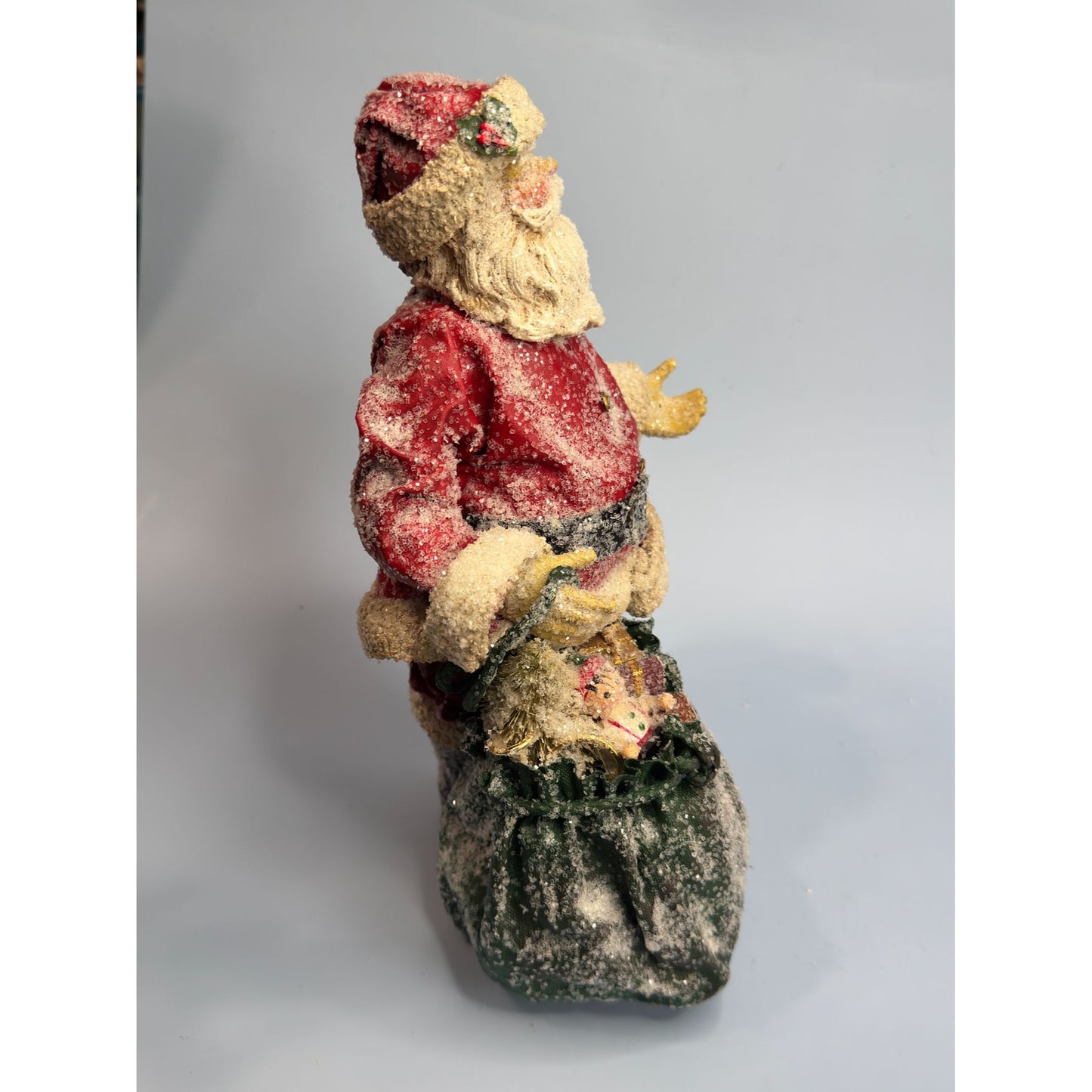 Vintage Paper Mache Santa With Toy Bag By Teena Flannery 10.5" Tall Collectible No Tag