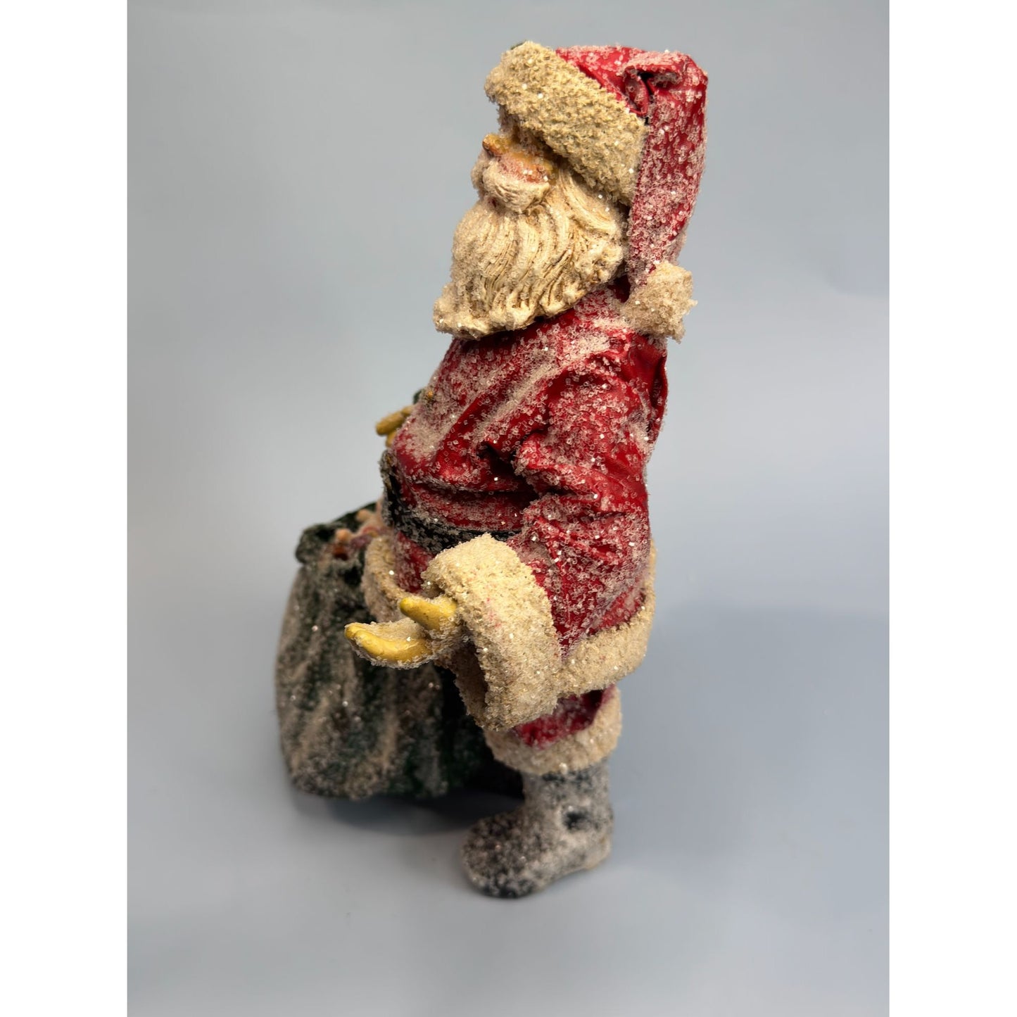 Vintage Paper Mache Santa With Toy Bag By Teena Flannery 10.5" Tall Collectible No Tag