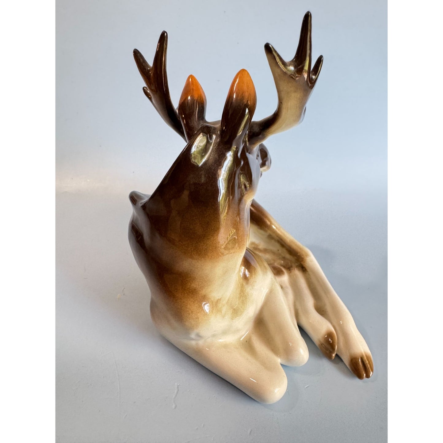 Lomonosov Porcelain Moose Figurine Brown White Retired Russian Handmade 20th Century