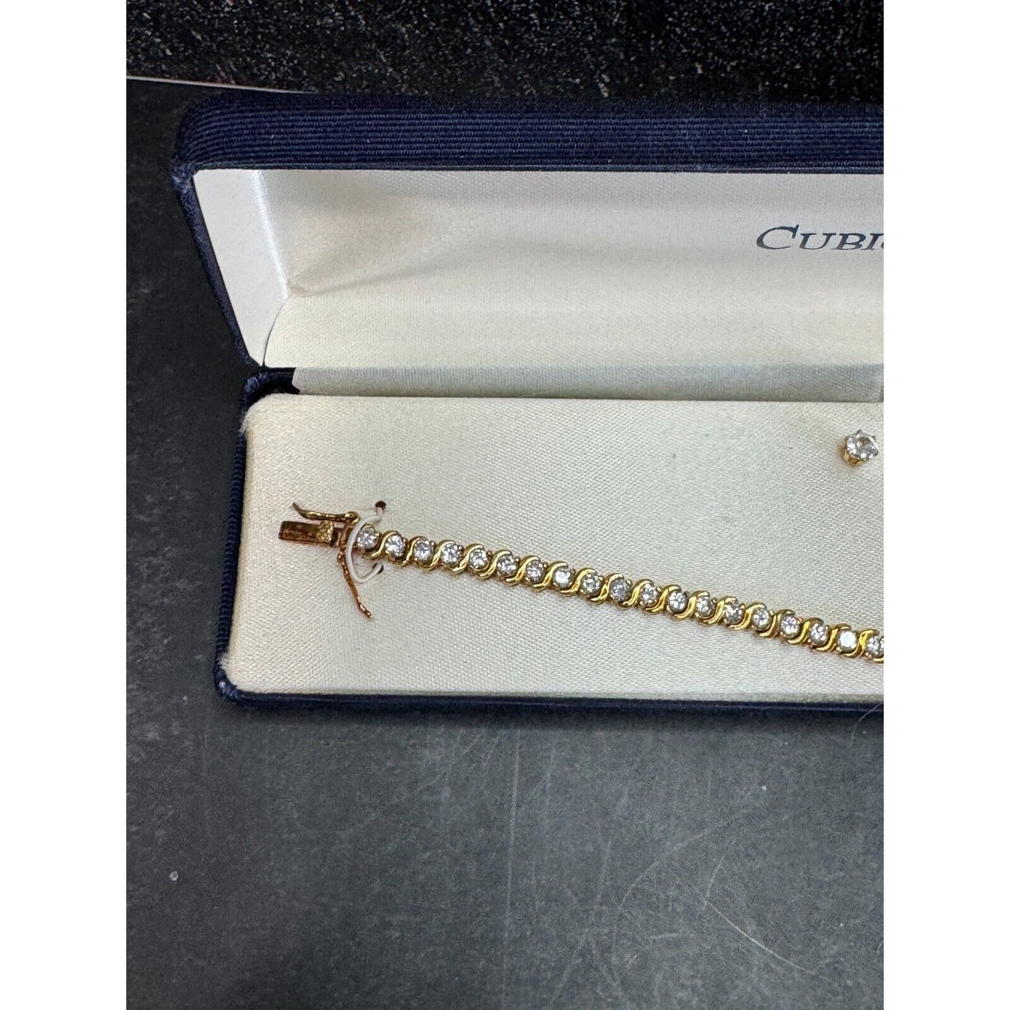 Cubic Zirconia Clear Crystal Tennis Bracelet and Stud Earrings Boxed