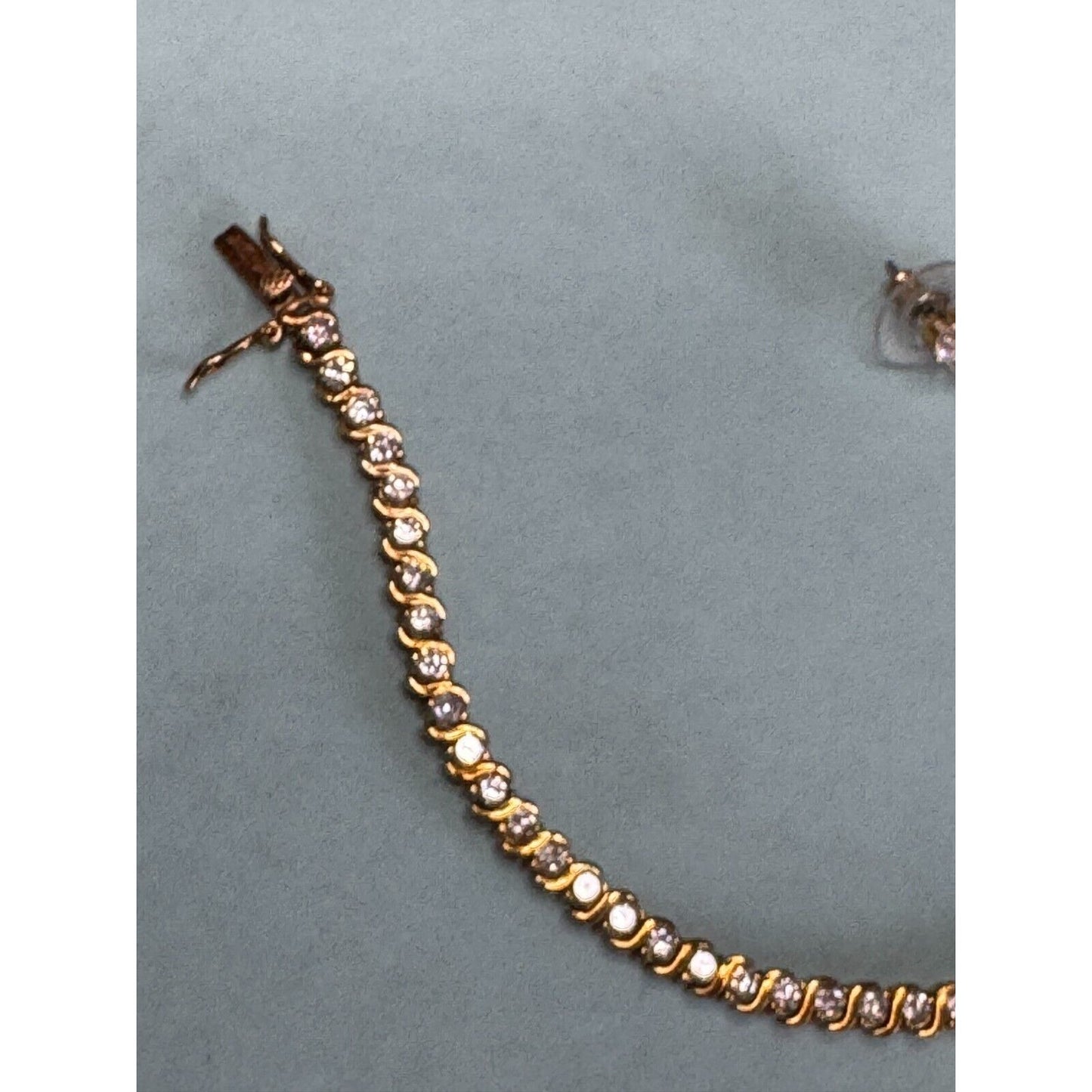 Cubic Zirconia Clear Crystal Tennis Bracelet and Stud Earrings Boxed