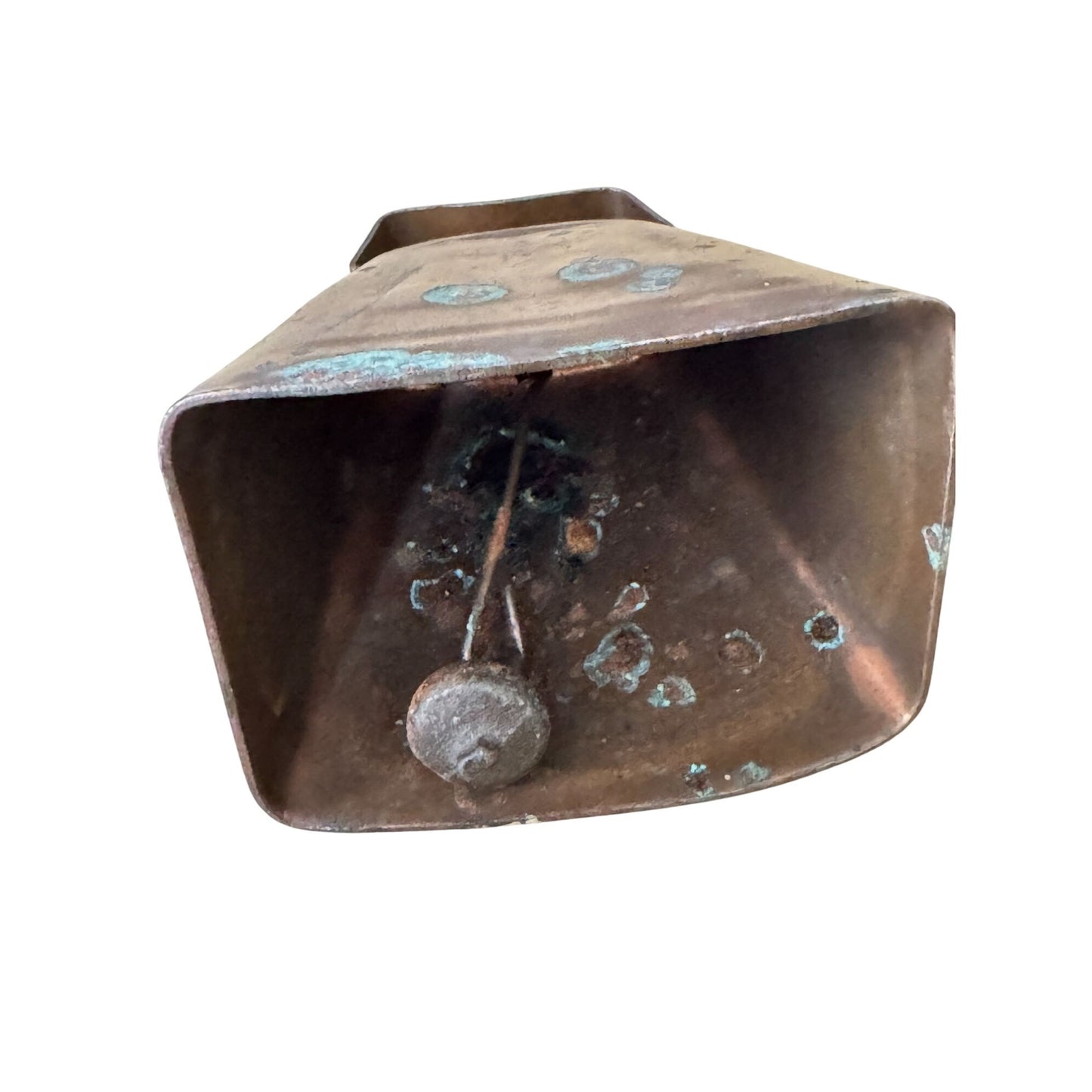 Old Primitive Metal Cow Bell Brown Finish 3" x 2 3/4"