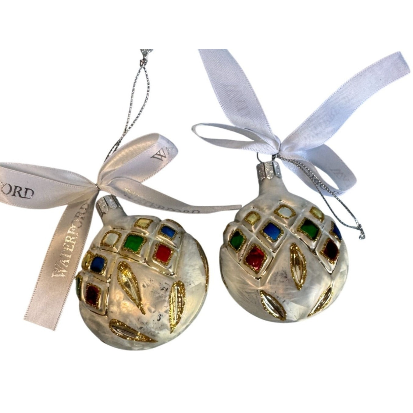 Waterford Holiday Heirlooms Jewel Tone Teardrop Ornaments Set of 2 2½"