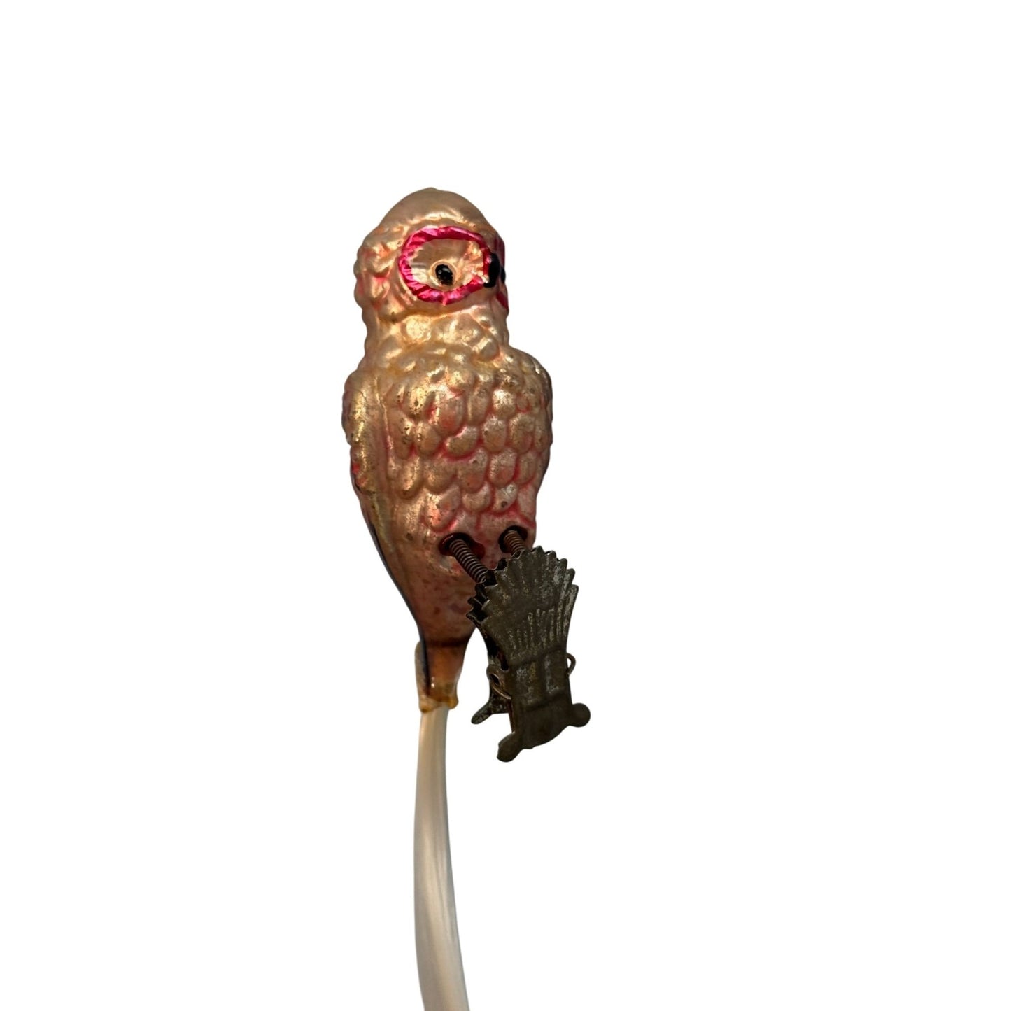 Antique German Blown Glass Owl Clip-On Ornament C1930 With Reinforced Tail Rare