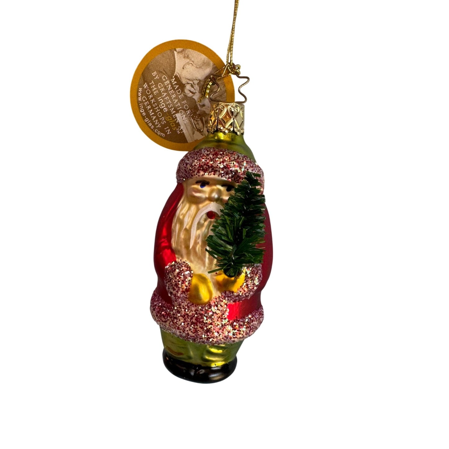 Inges Glass Santa Ornament Christmas Heirloom Blown Glass 3.5" Germany w/Box