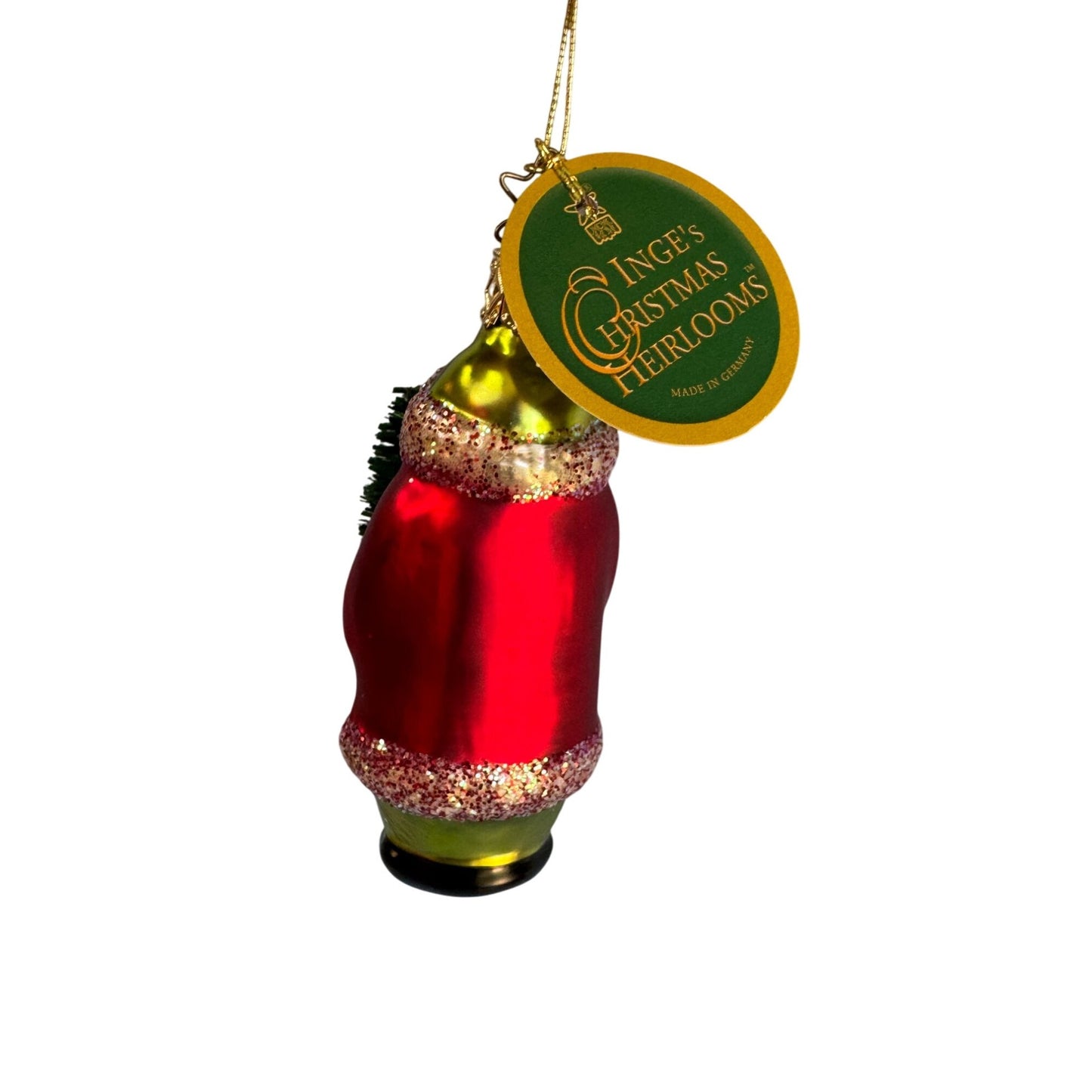 Inges Glass Santa Ornament Christmas Heirloom Blown Glass 3.5" Germany w/Box