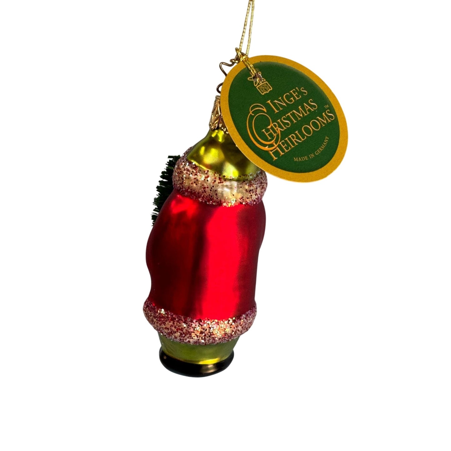 Inges Glass Santa Ornament Christmas Heirloom Blown Glass 3.5" Germany w/Box