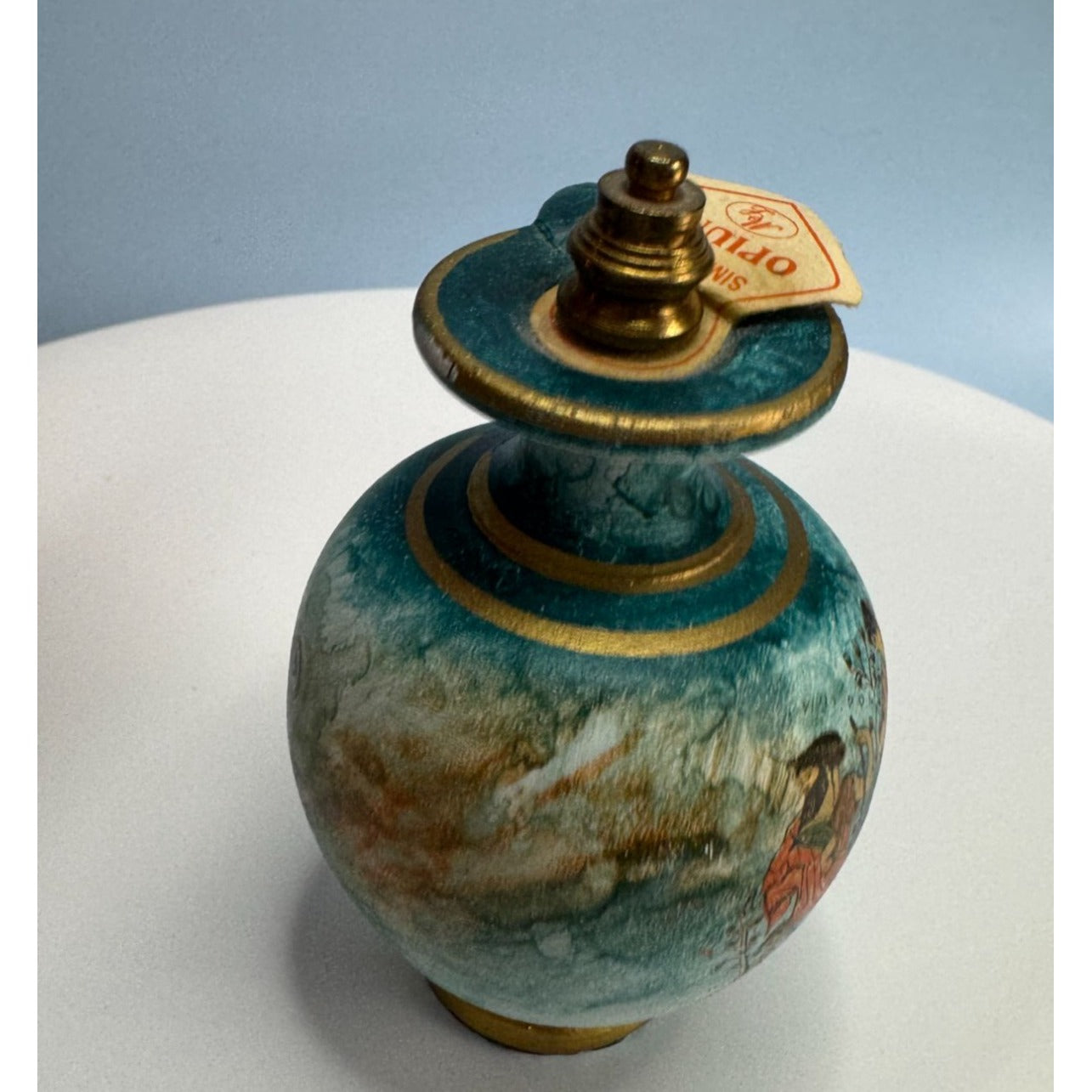 Vintage Greek Perfume Bottle With Gold Trim And Mythological Figures 4"