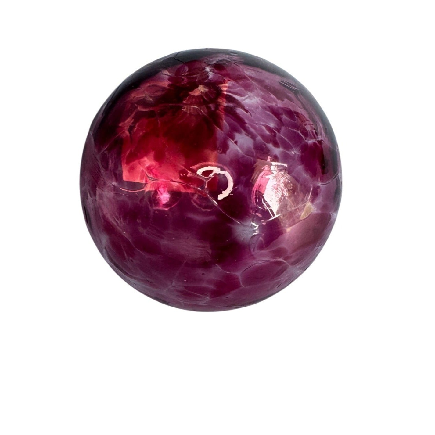 Handblown Spirit Ball Signed By Bruce Grauf 3.5" Purple Glass Ornament Made In USA