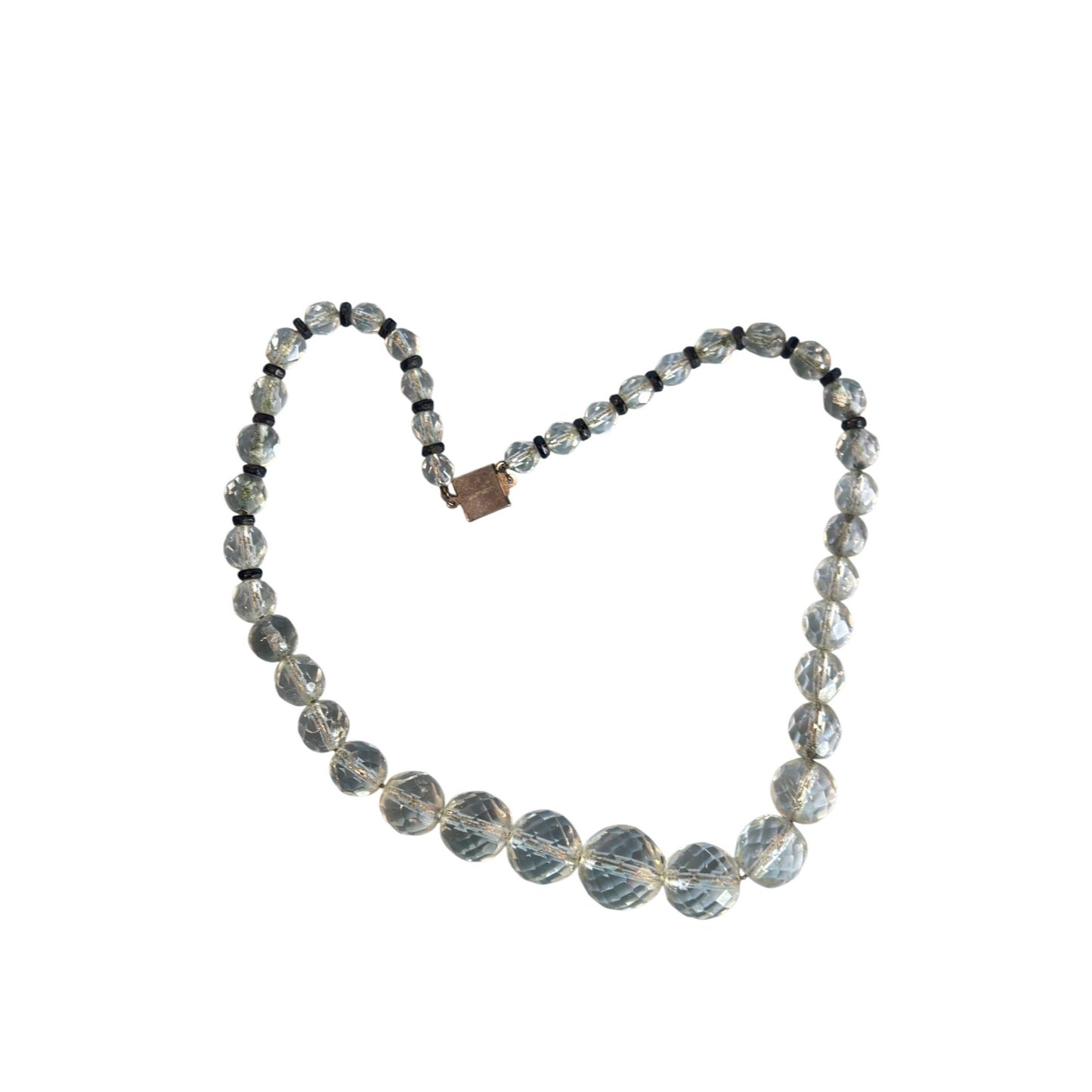 Vintage Rock Crystal Necklace With Sterling Silver Clasp 15"
