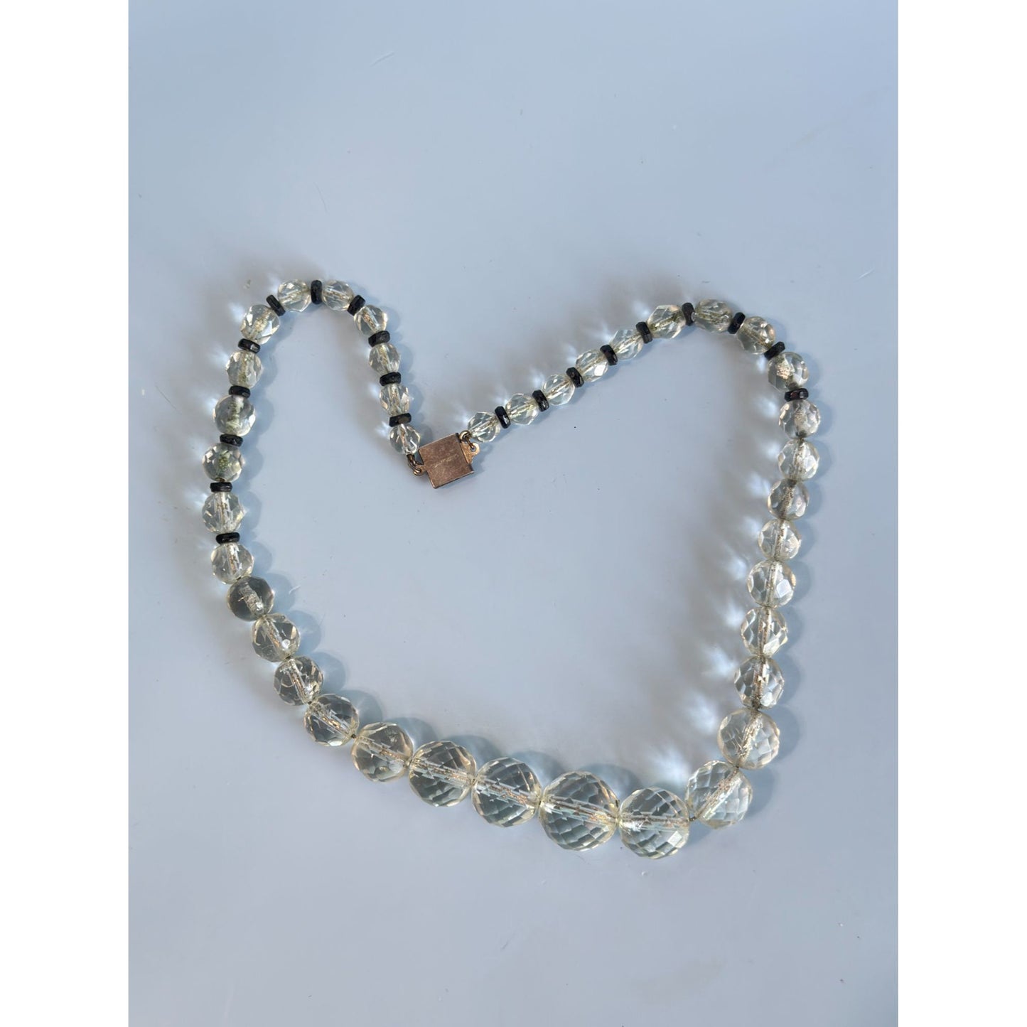 Vintage Rock Crystal Necklace With Sterling Silver Clasp 15"