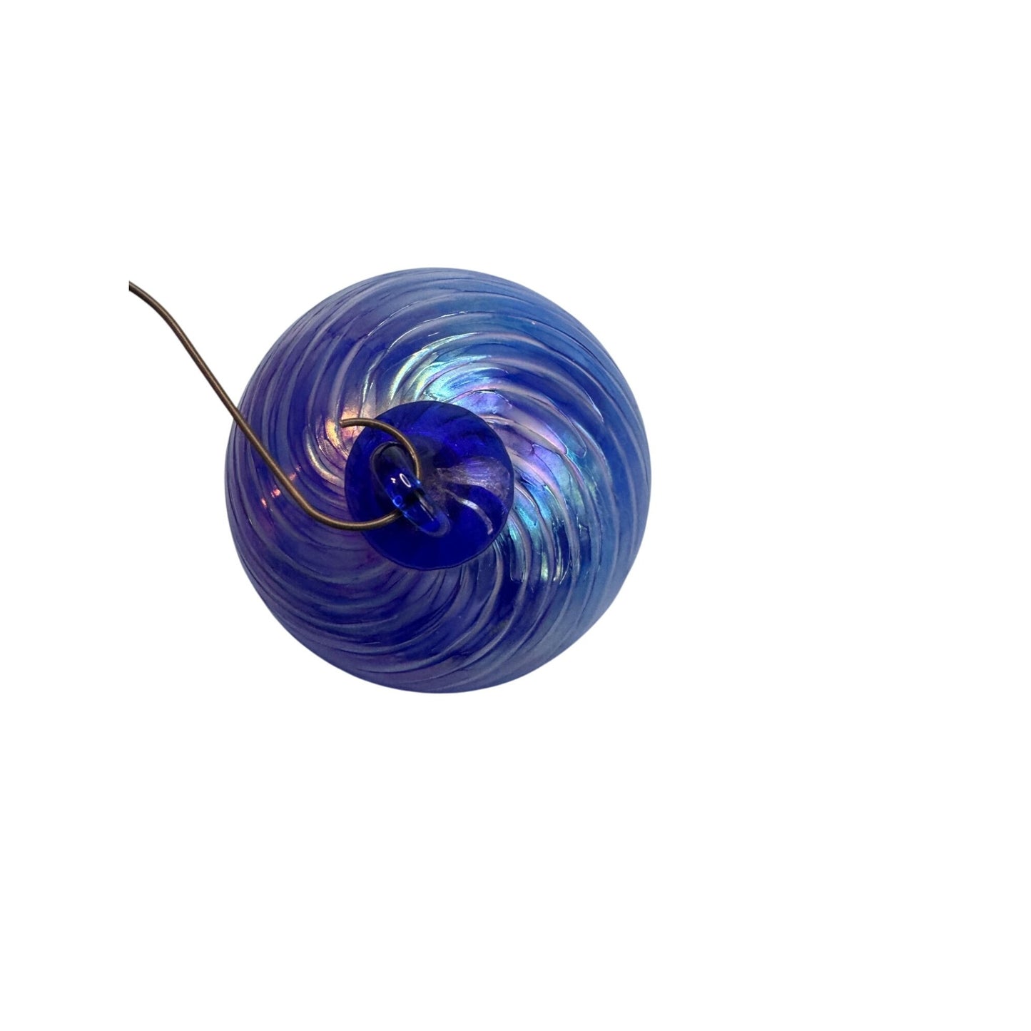 Hand Blown Glass Friendship Ball Cobalt Blue Iridescent 3 3/4 Inch Round Ornament
