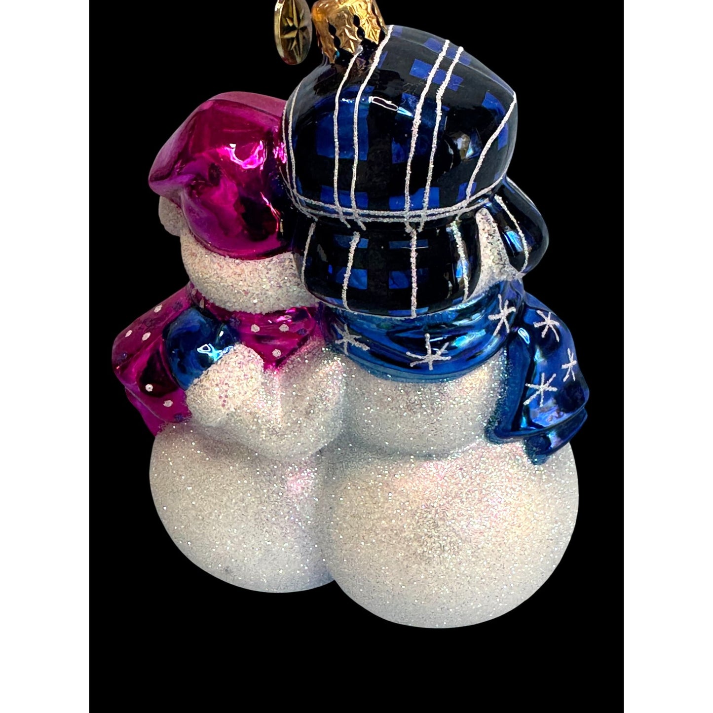 Christopher Radko Snow Couple Ornament White Glass Holiday 5" Germany #1022114