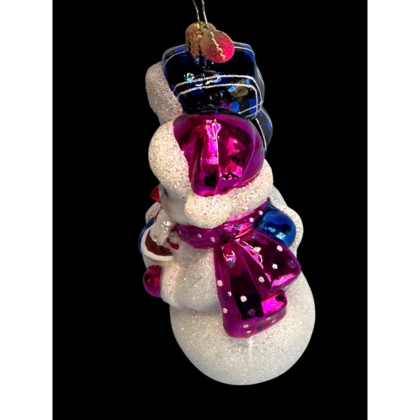 Christopher Radko Snow Couple Ornament White Glass Holiday 5" Germany #1022114