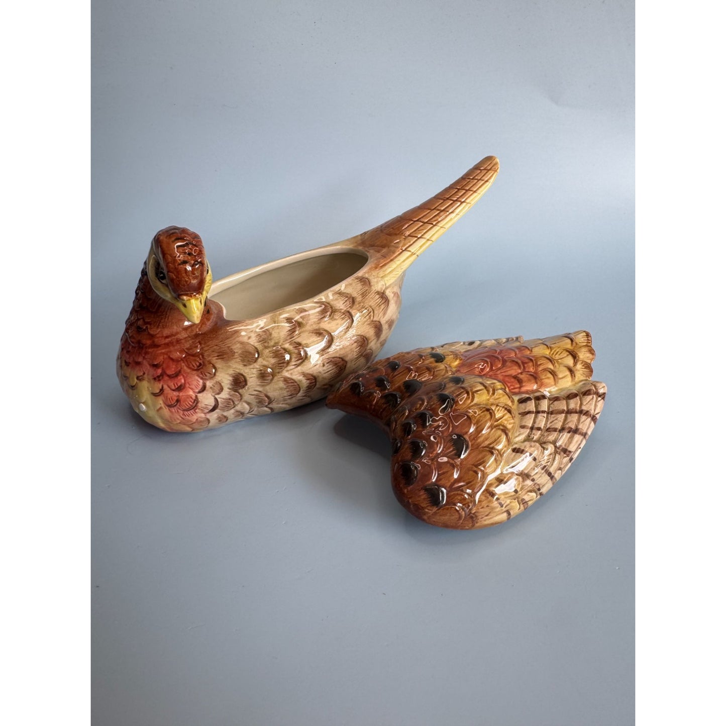 Fitz And Floyd Essentials Pheasant Trinket Box 9" Long Handcrafted Ceramic