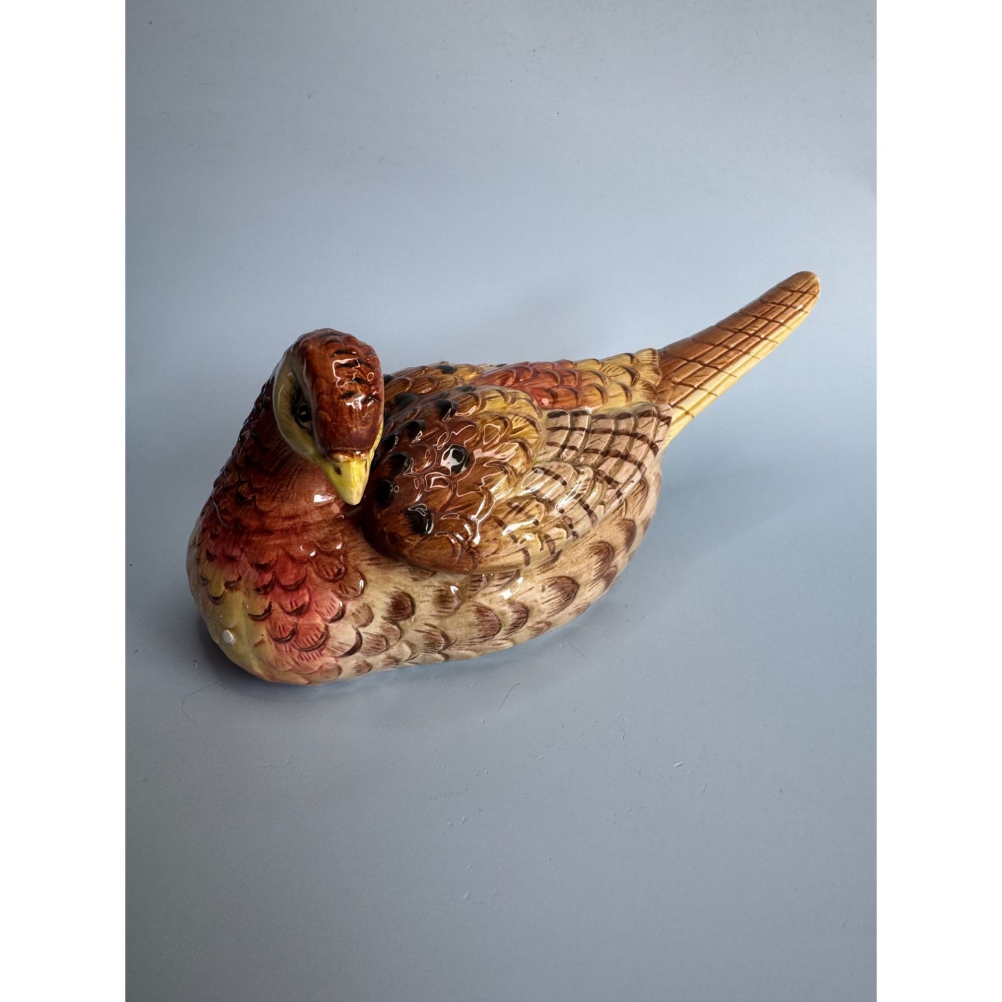 Fitz And Floyd Essentials Pheasant Trinket Box 9" Long Handcrafted Ceramic