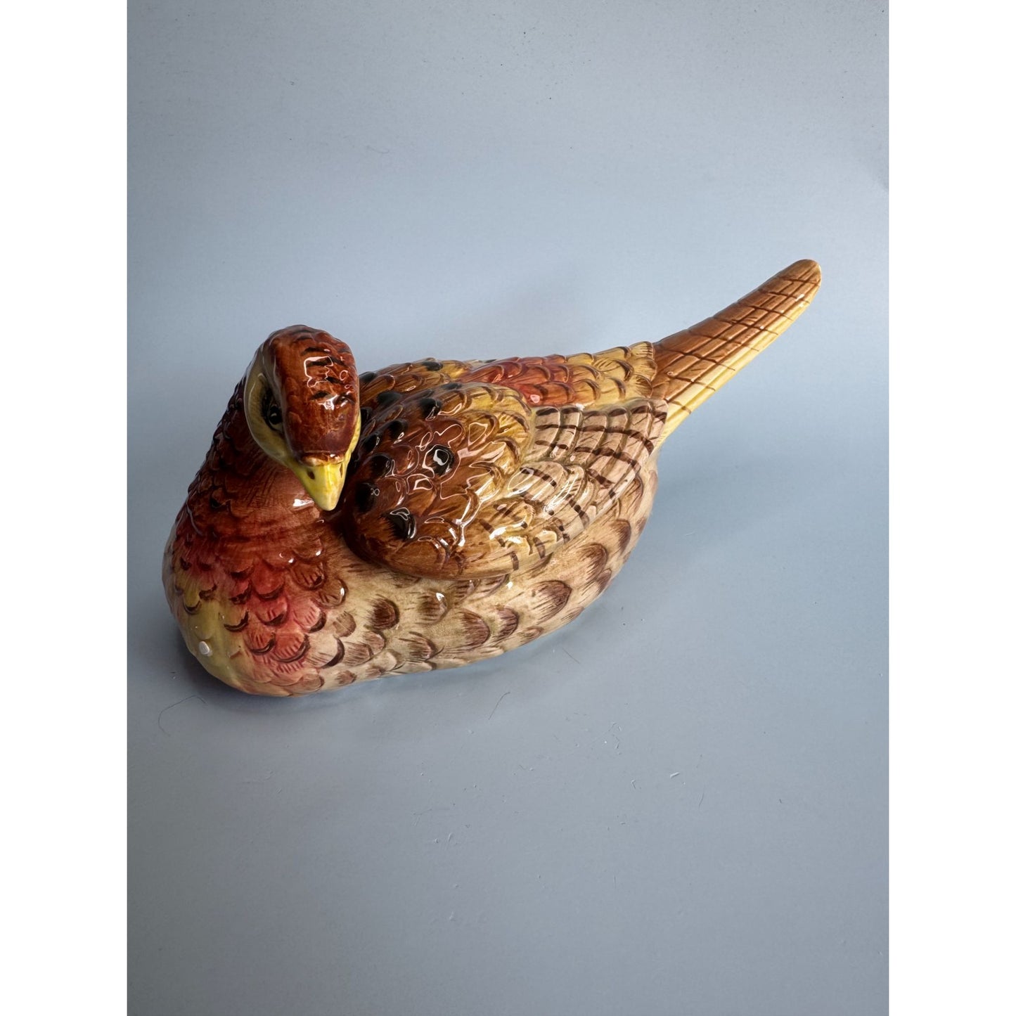 Fitz And Floyd Essentials Pheasant Trinket Box 9" Long Handcrafted Ceramic