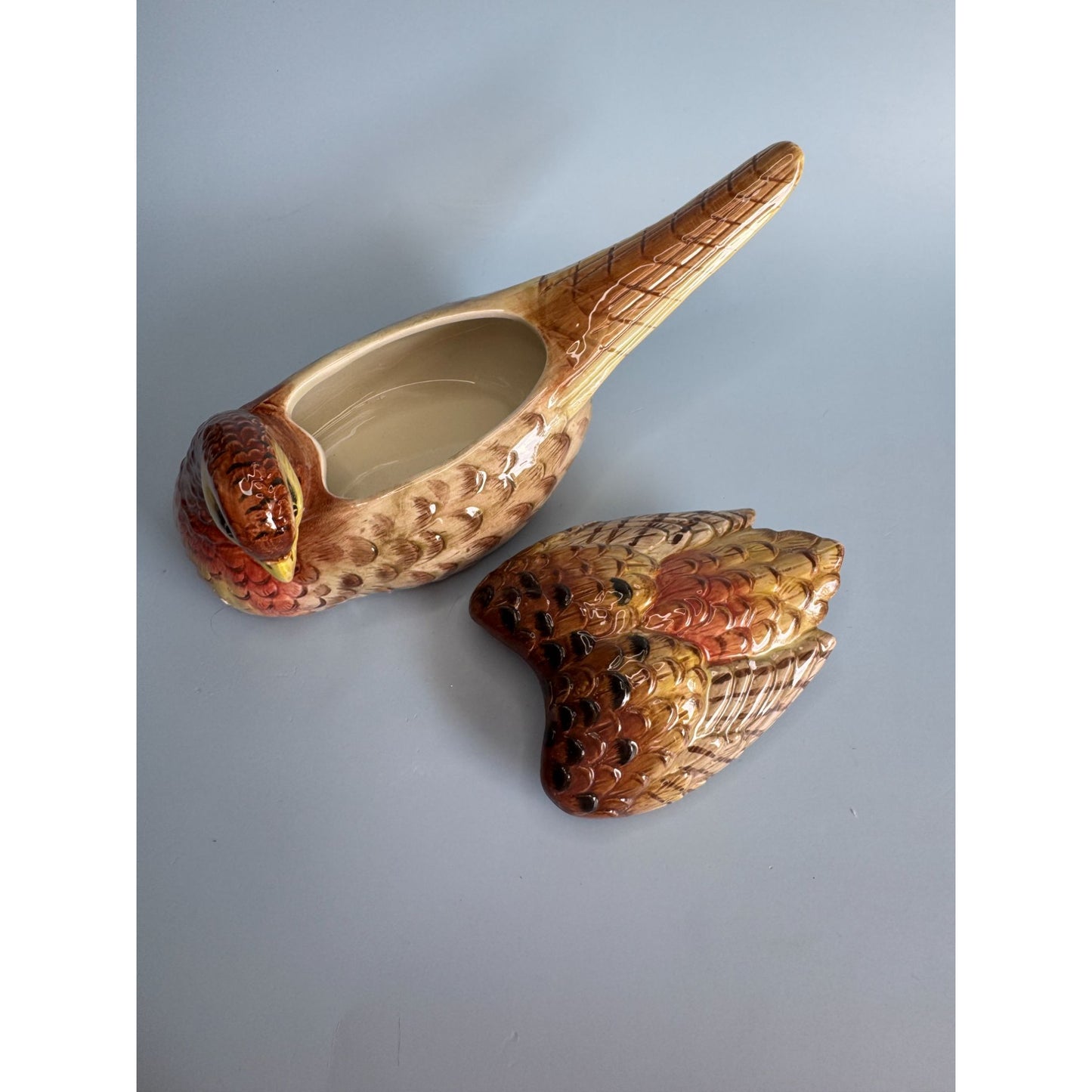 Fitz And Floyd Essentials Pheasant Trinket Box 9" Long Handcrafted Ceramic