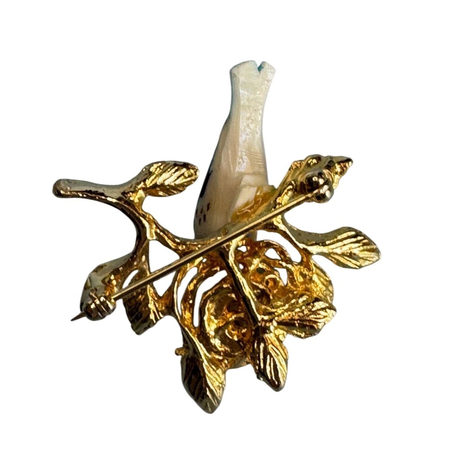 Vintage Swoboda Signed Bird Brooch Real Pearl Eggs Gemstones House Jewels Hawaii
