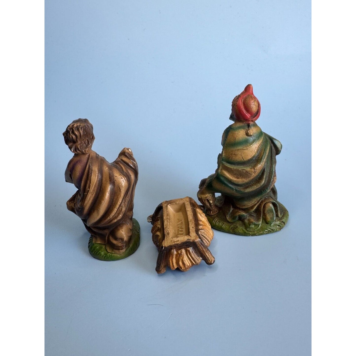 C1950 Vintage 9 Piece Composit Nativity Set Hand Crafted Italy Early Fontanini