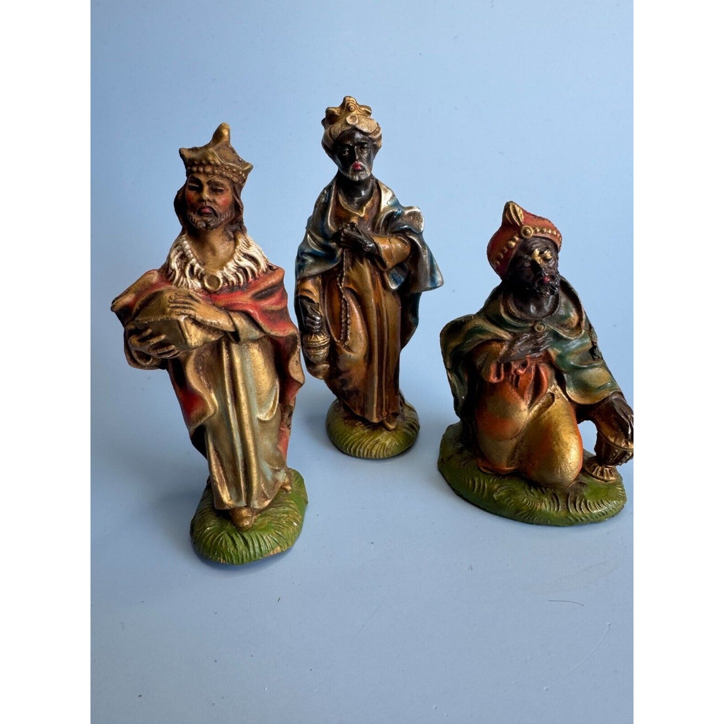 C1950 Vintage 9 Piece Composit Nativity Set Hand Crafted Italy Early Fontanini