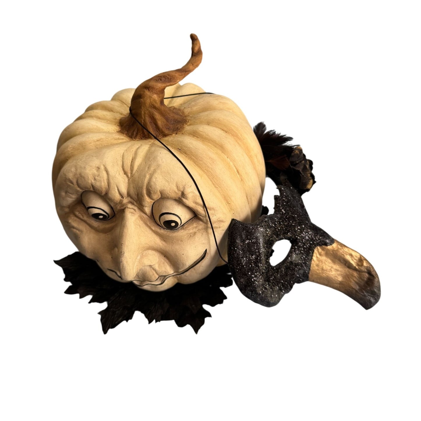 Bethany Lowe Jester Jack O Lantern Paper Mache Pumpkin Mask Decor Rare TD9057