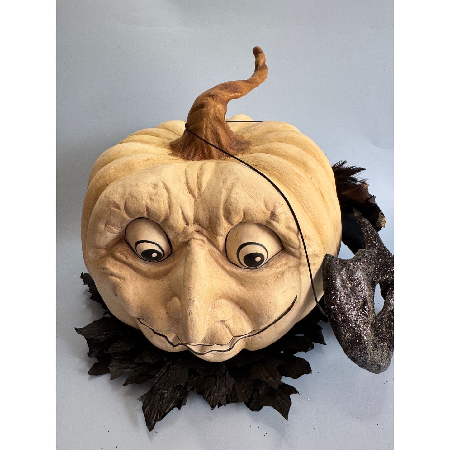 Bethany Lowe Jester Jack O Lantern Paper Mache Pumpkin Mask Decor Rare TD9057