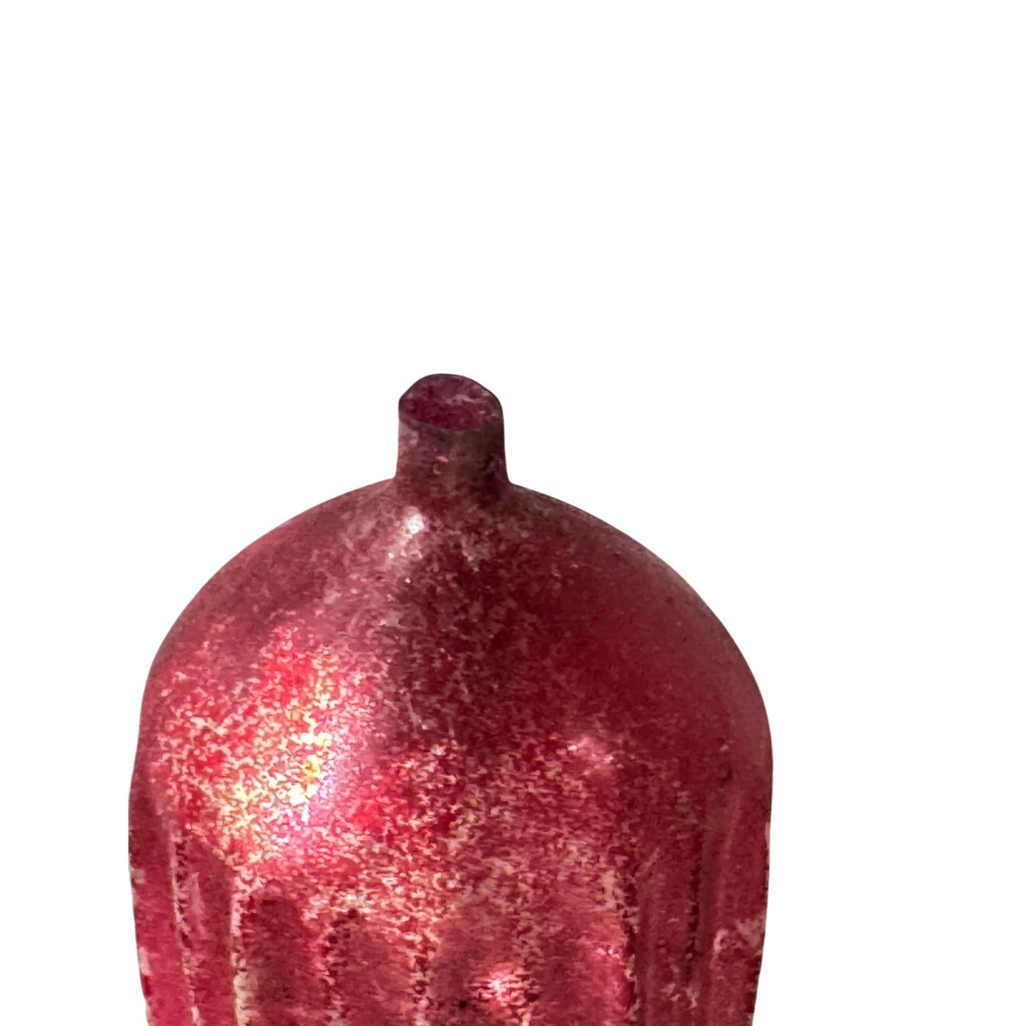 Antique German Blown Glass Red Ornament 3" With Parasol Detail Missing Metal Cap