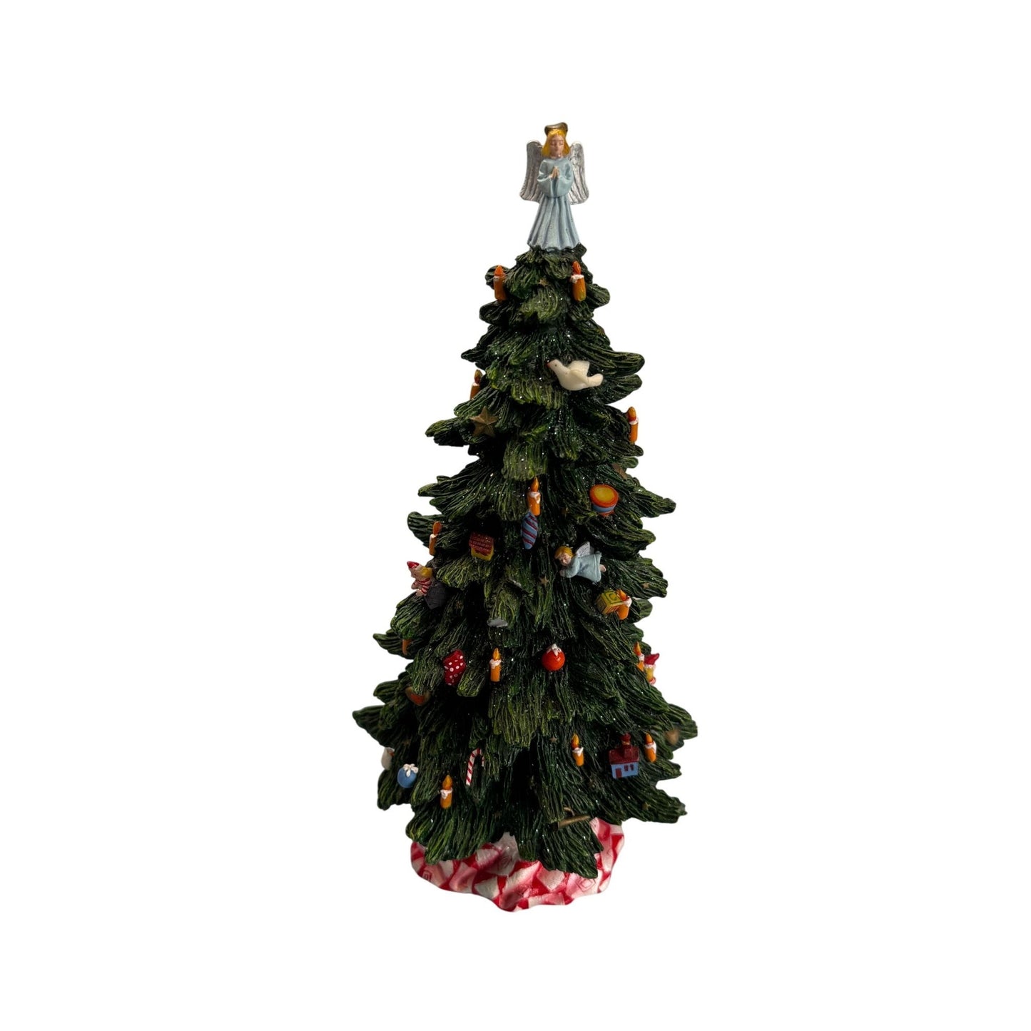 Pipka Christmas Tree Figurine 9 3/4" Angel Topper W/Ornaments Holiday Decoration