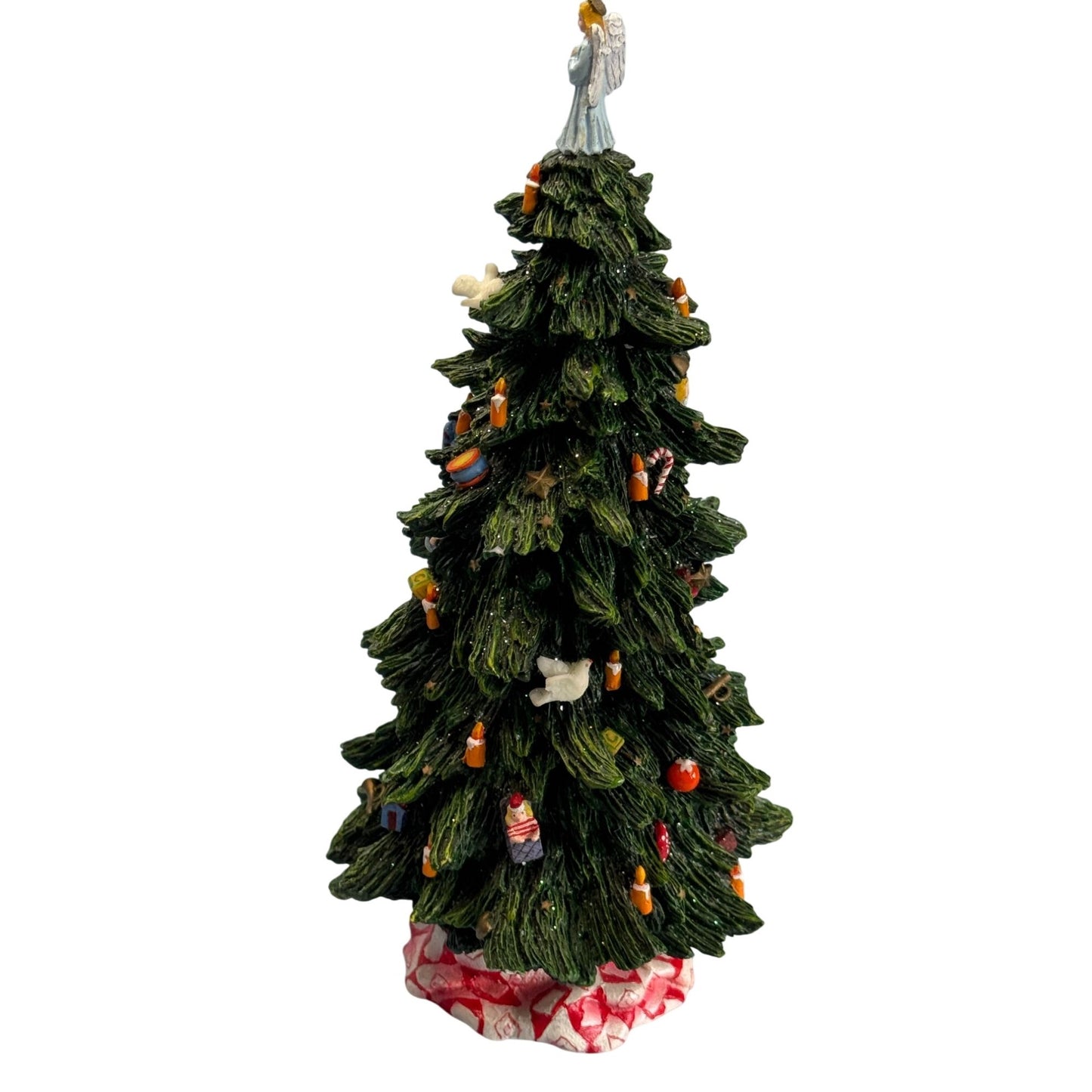 Pipka Christmas Tree Figurine 9 3/4" Angel Topper W/Ornaments Holiday Decoration