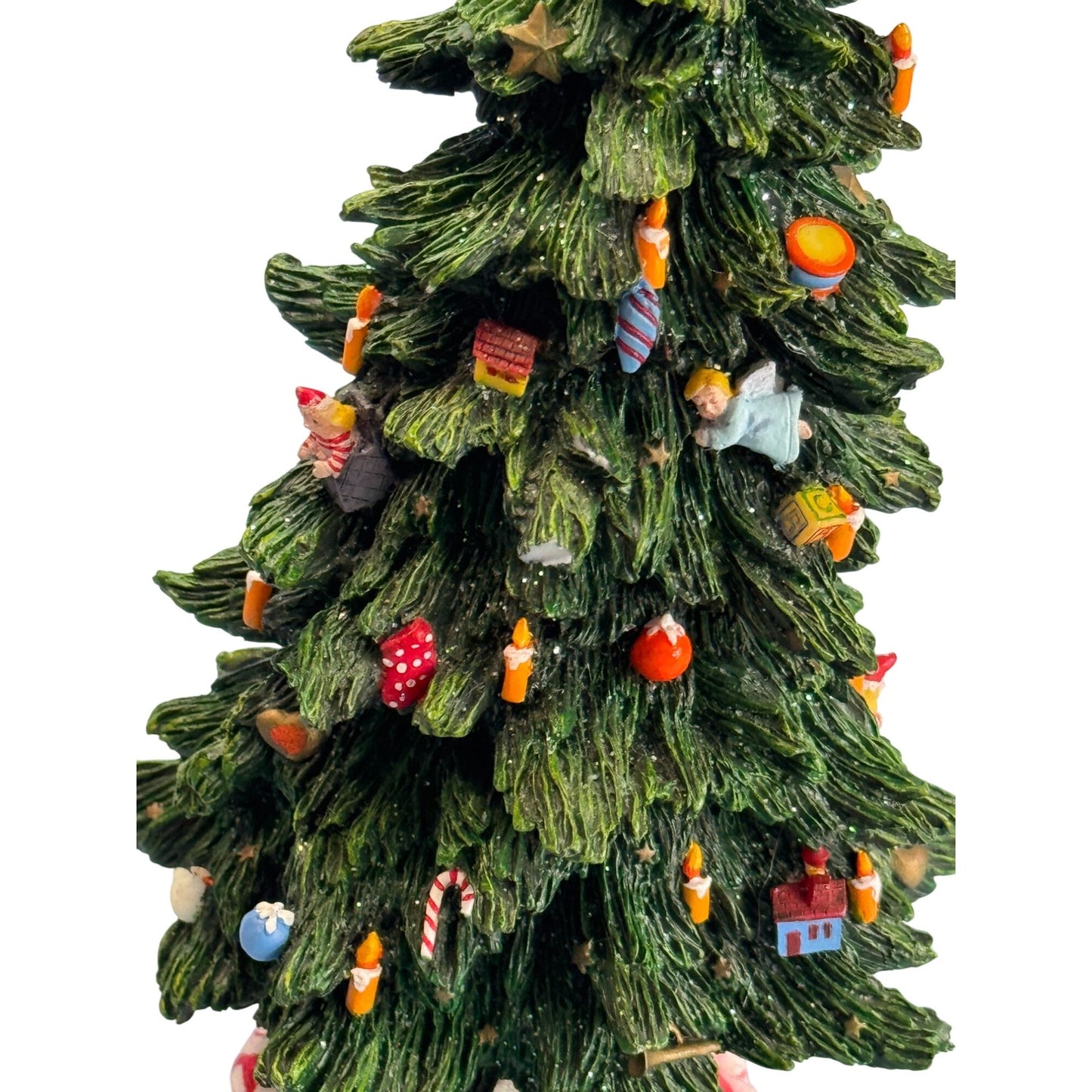 Pipka Christmas Tree Figurine 9 3/4" Angel Topper W/Ornaments Holiday Decoration