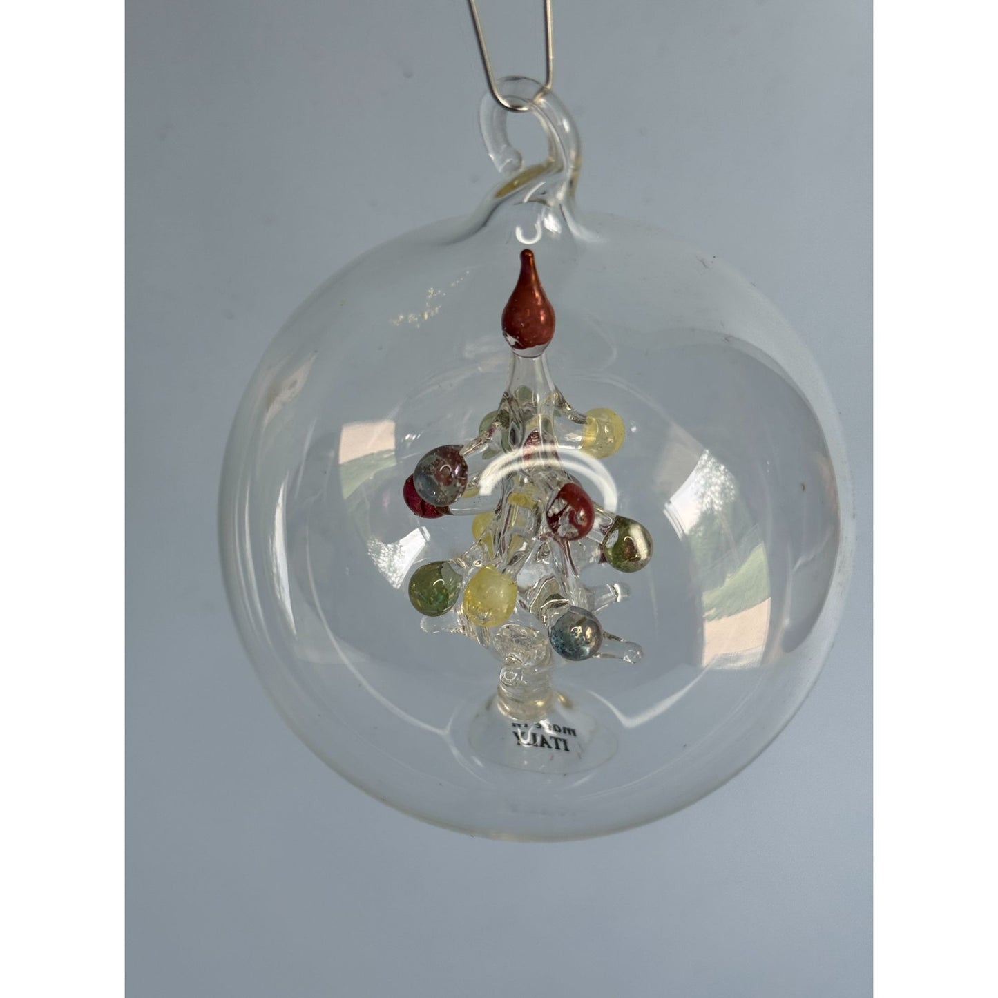 Soffieria Parise Vintage Blown Glass Christmas Ornament W/ Tree Made In Italy