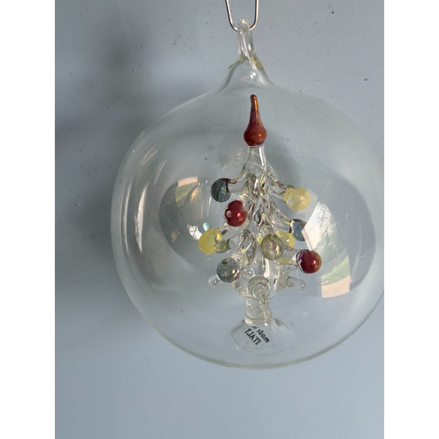 Soffieria Parise Vintage Blown Glass Christmas Ornament W/ Tree Made In Italy