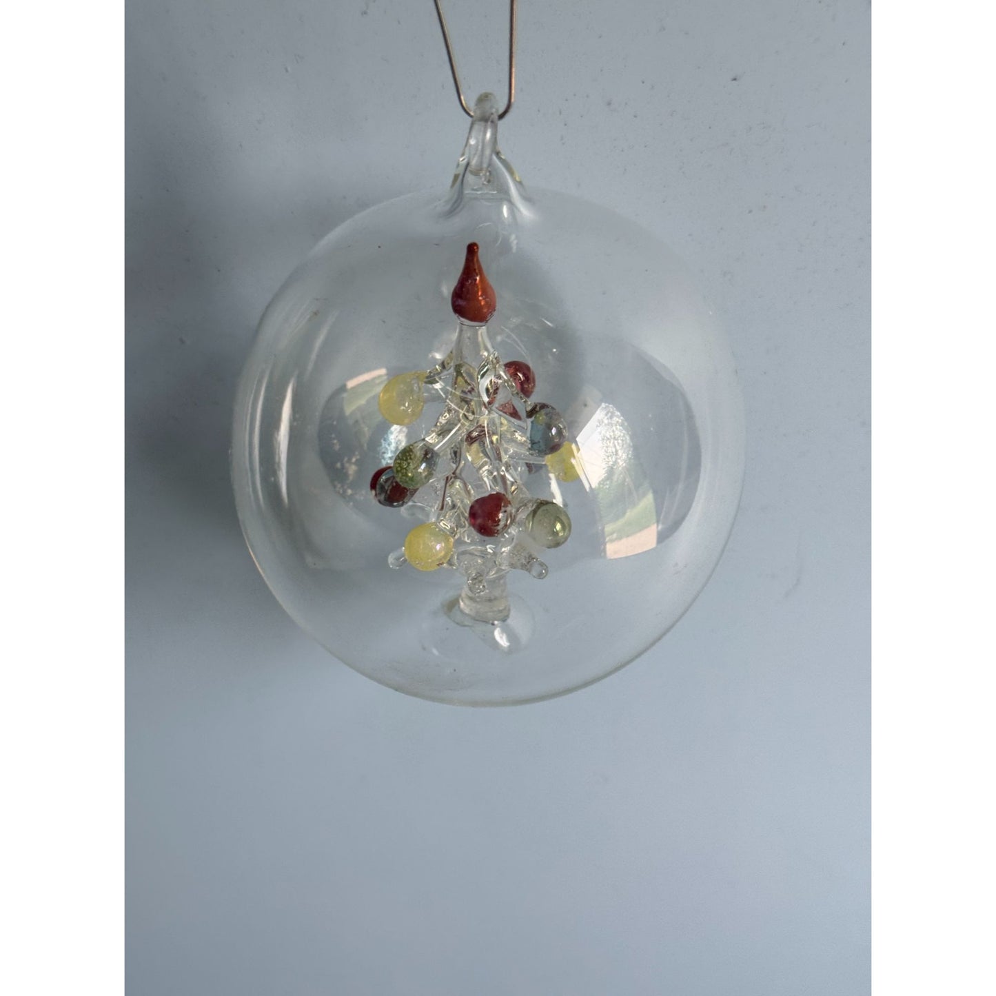 Soffieria Parise Vintage Blown Glass Christmas Ornament W/ Tree Made In Italy