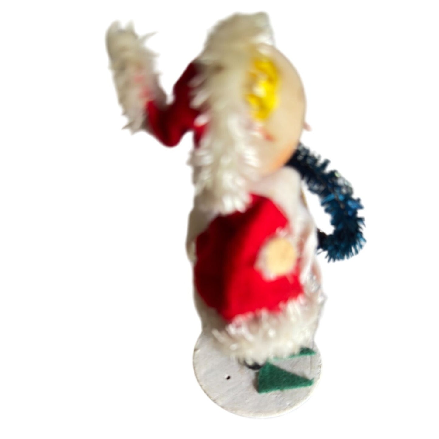 Midcentury Japan Chenille Girls Christmas Ornaments with Wreaths 4.5" Rare