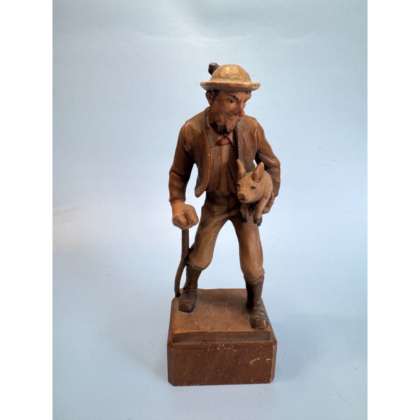 Anri "A Good Price" Man With Pig Figurine C1960s 7"