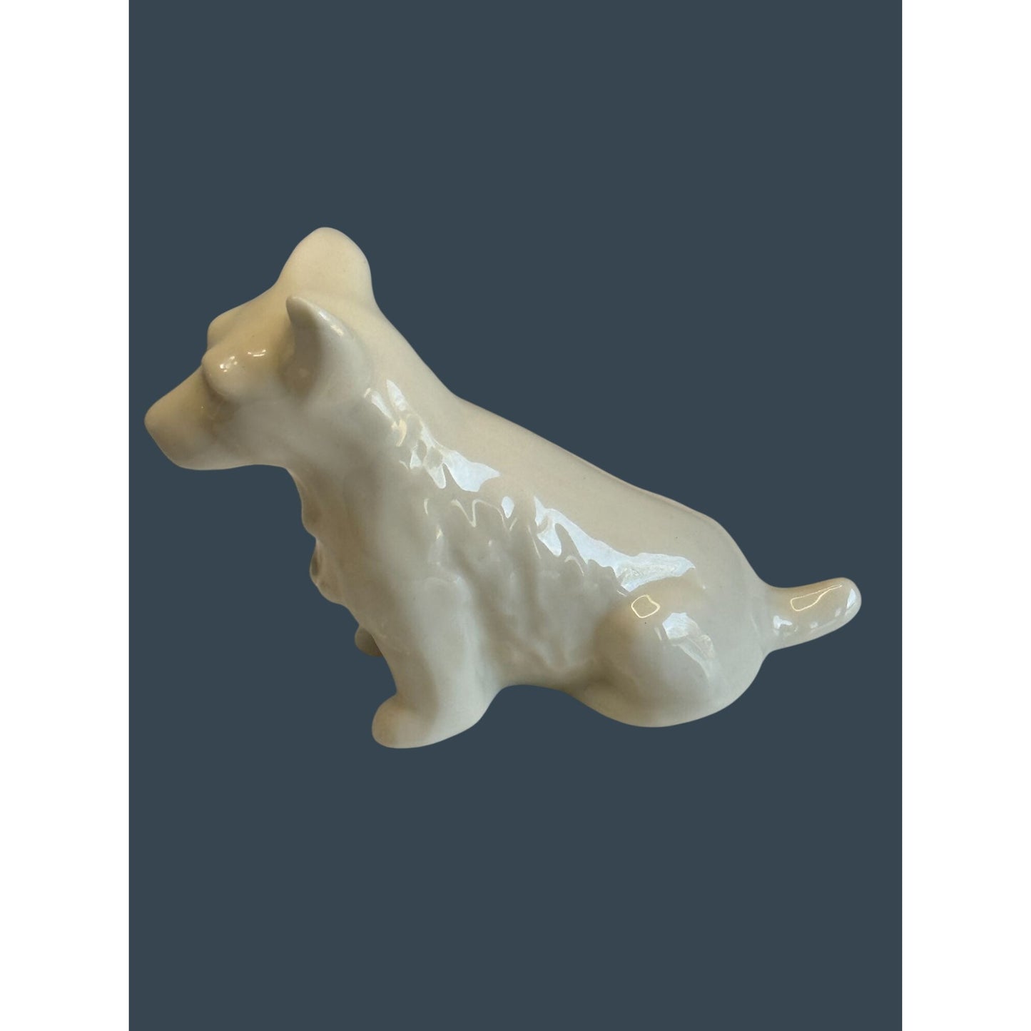 Belleek Scottish Terrier Dog Figurine Irish Porcelain Cream Glaze Marked 5" x 4"