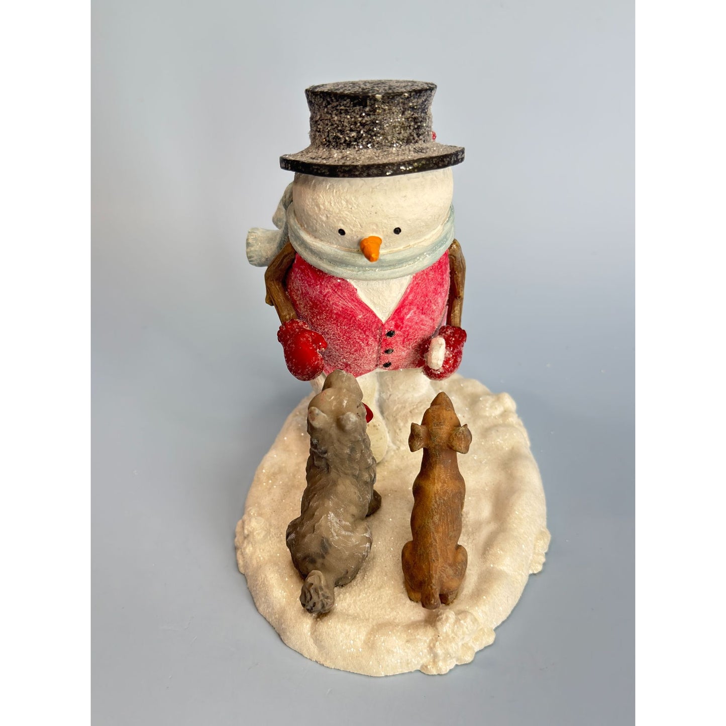 Snowman Giving Dogs Bones Christmas Grasslands Road 5"x5"x3.5" Decor