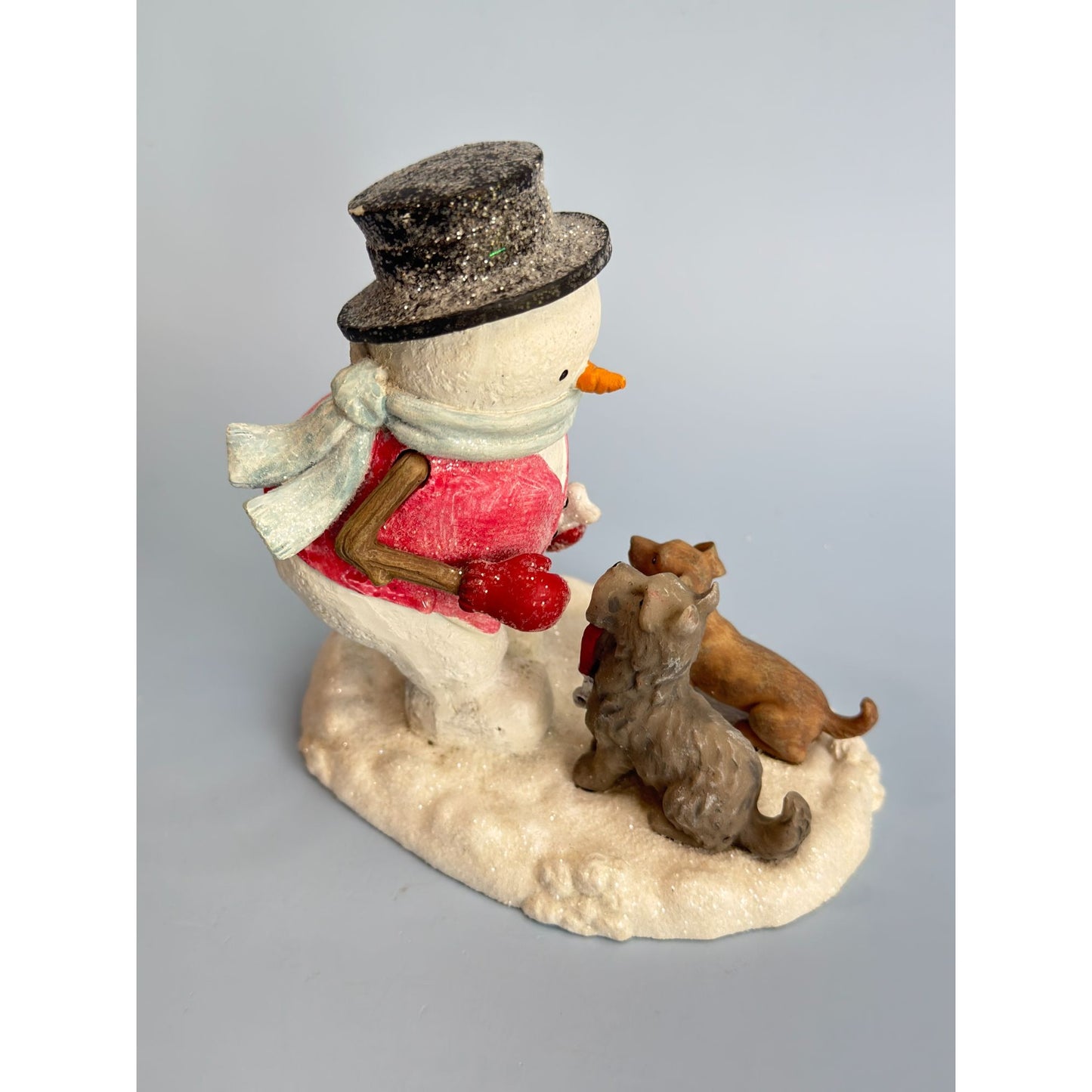 Snowman Giving Dogs Bones Christmas Grasslands Road 5"x5"x3.5" Decor